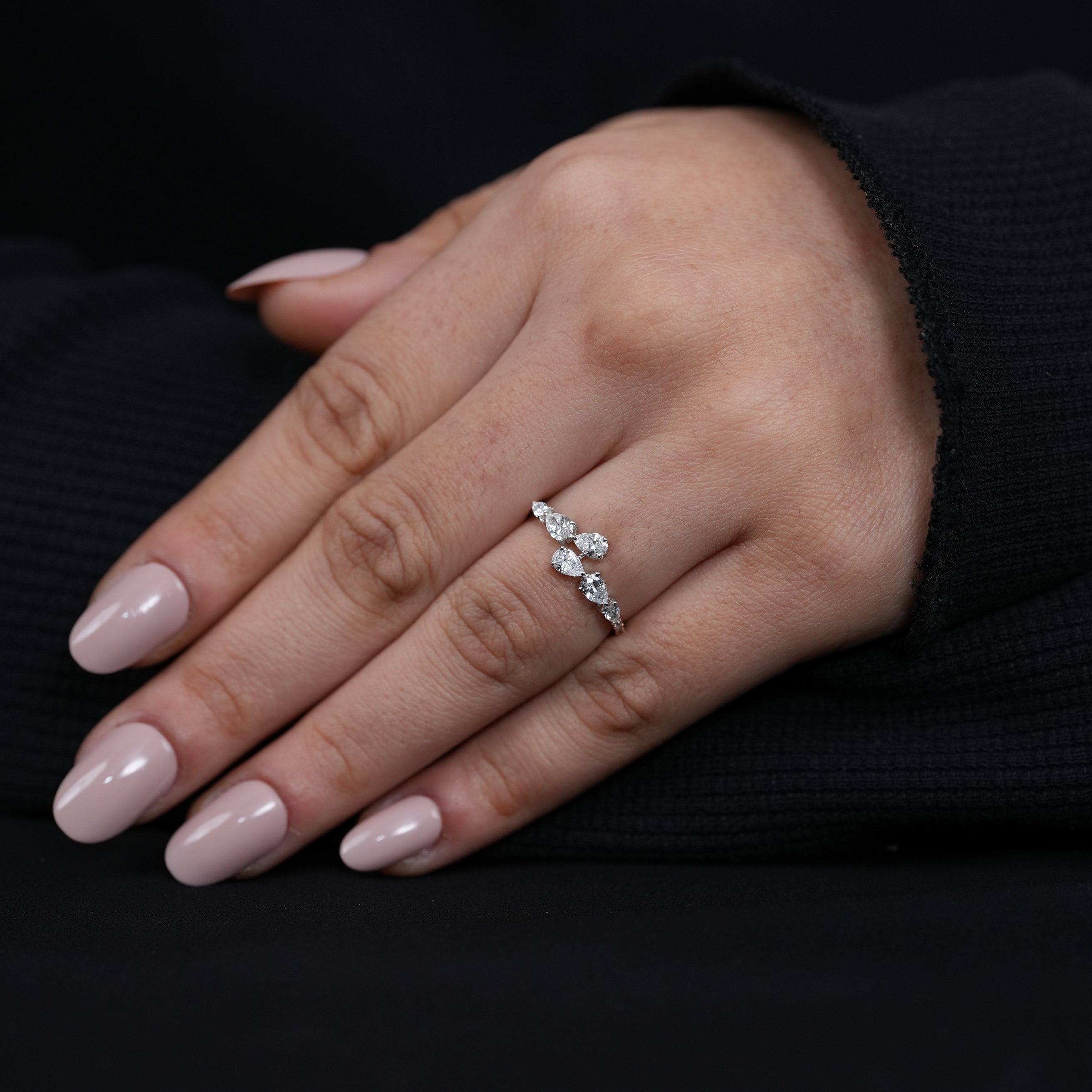 Pear Lab Grown Diamond Bypass Wedding Band
