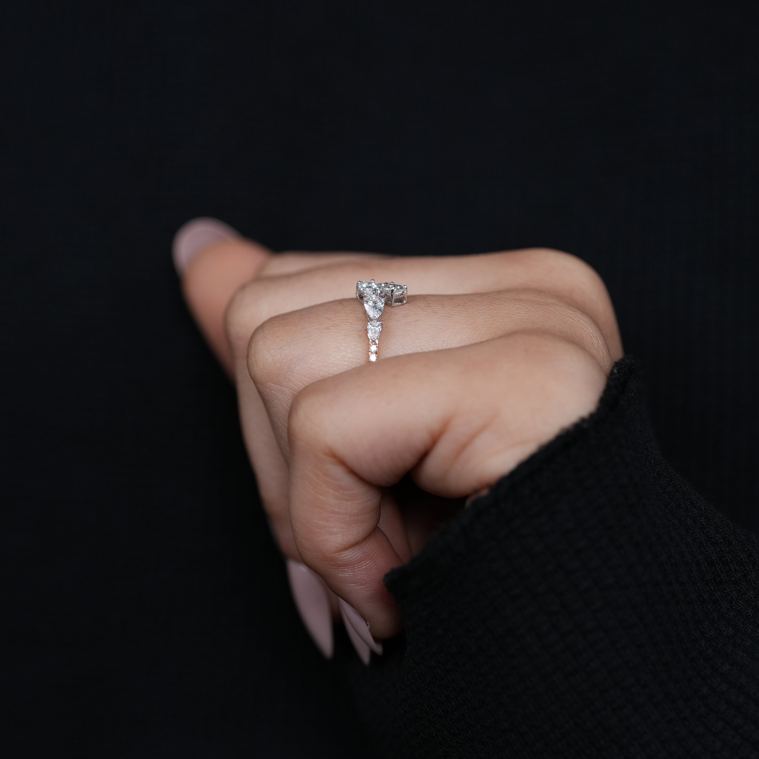 Pear Lab Grown Diamond Bypass Wedding Band