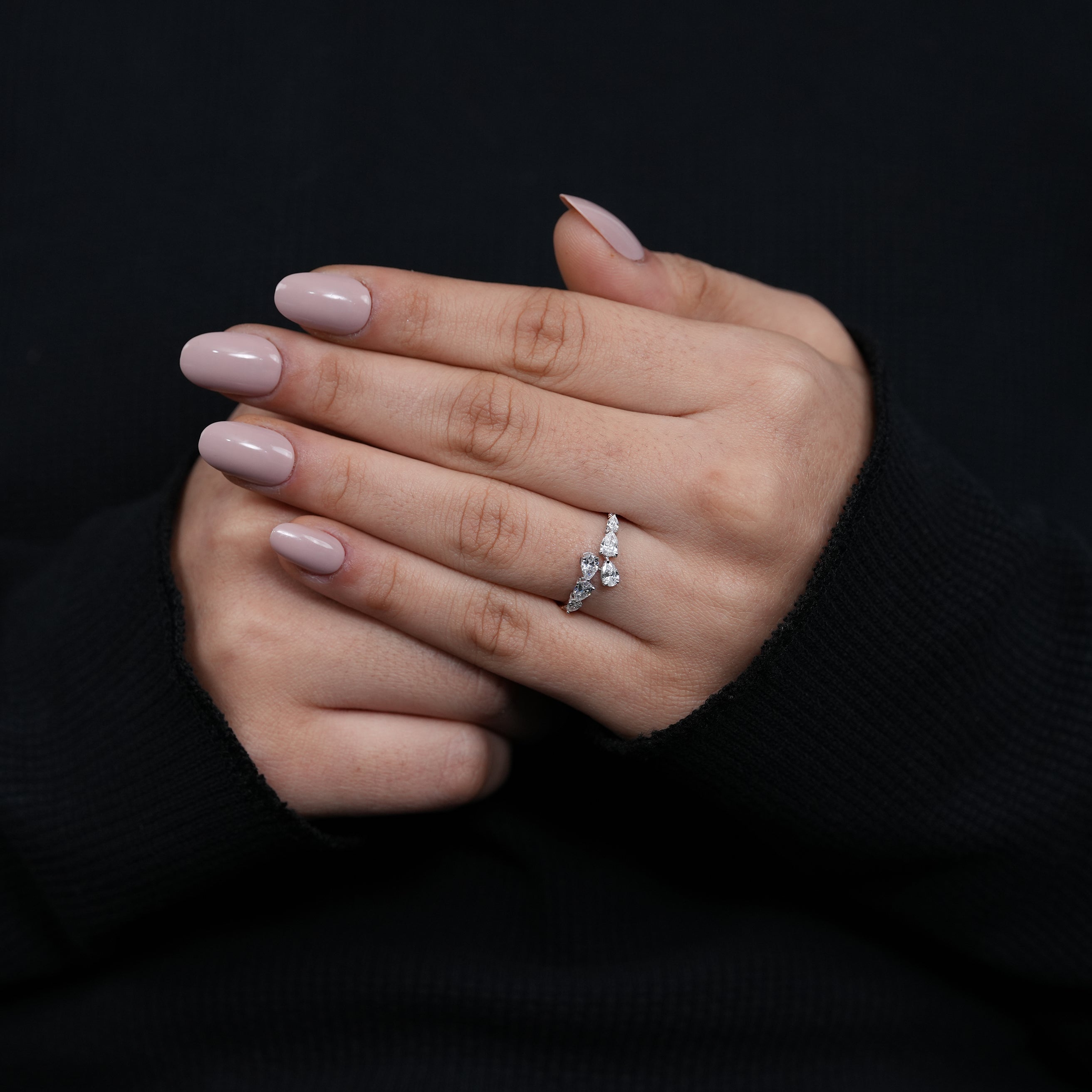 Pear Lab Grown Diamond Bypass Wedding Band