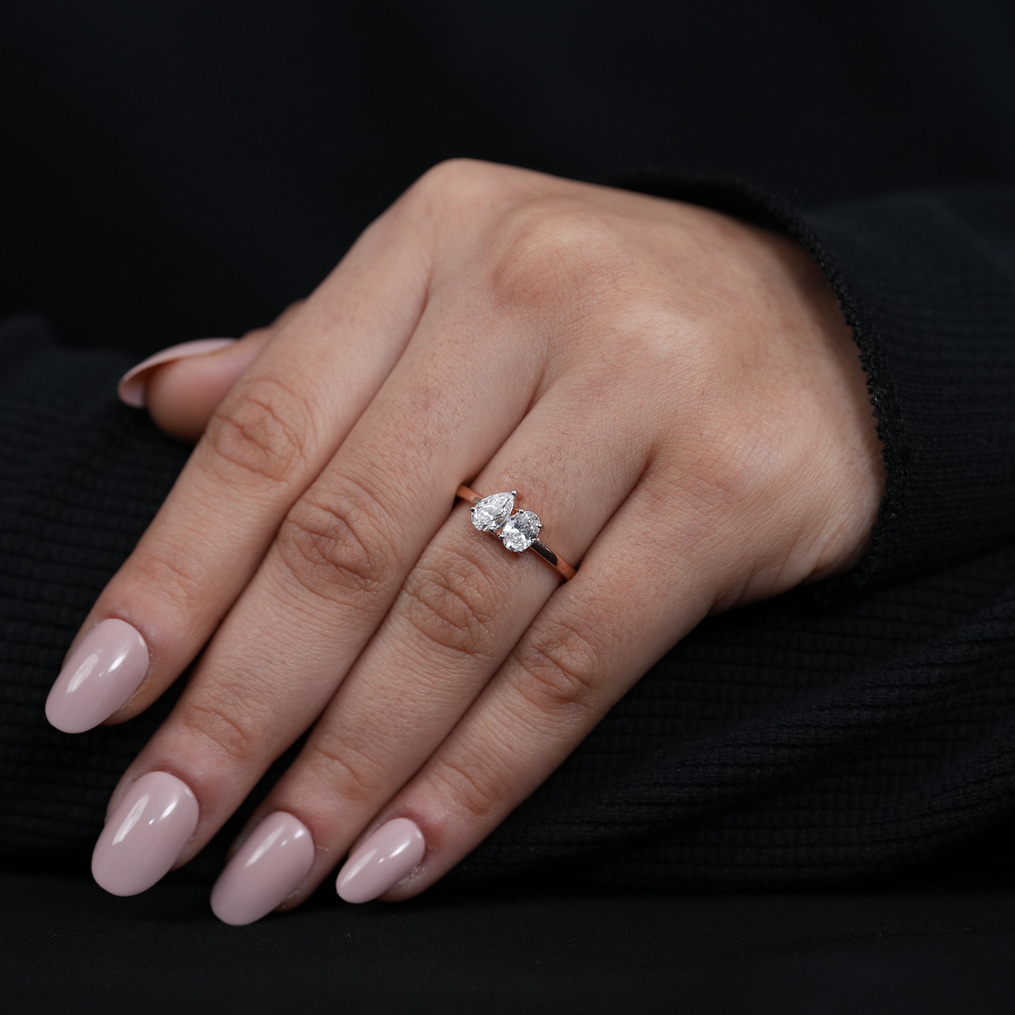 Meaningful toi et moi ring symbolizing love with lab grown diamonds