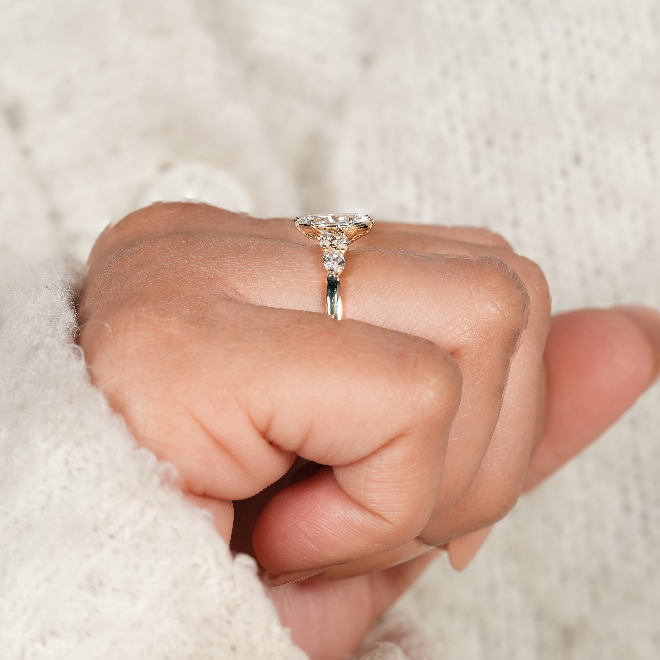 Modern Yellow Gold Marquise Engagement Ring for Bridal Jewelry