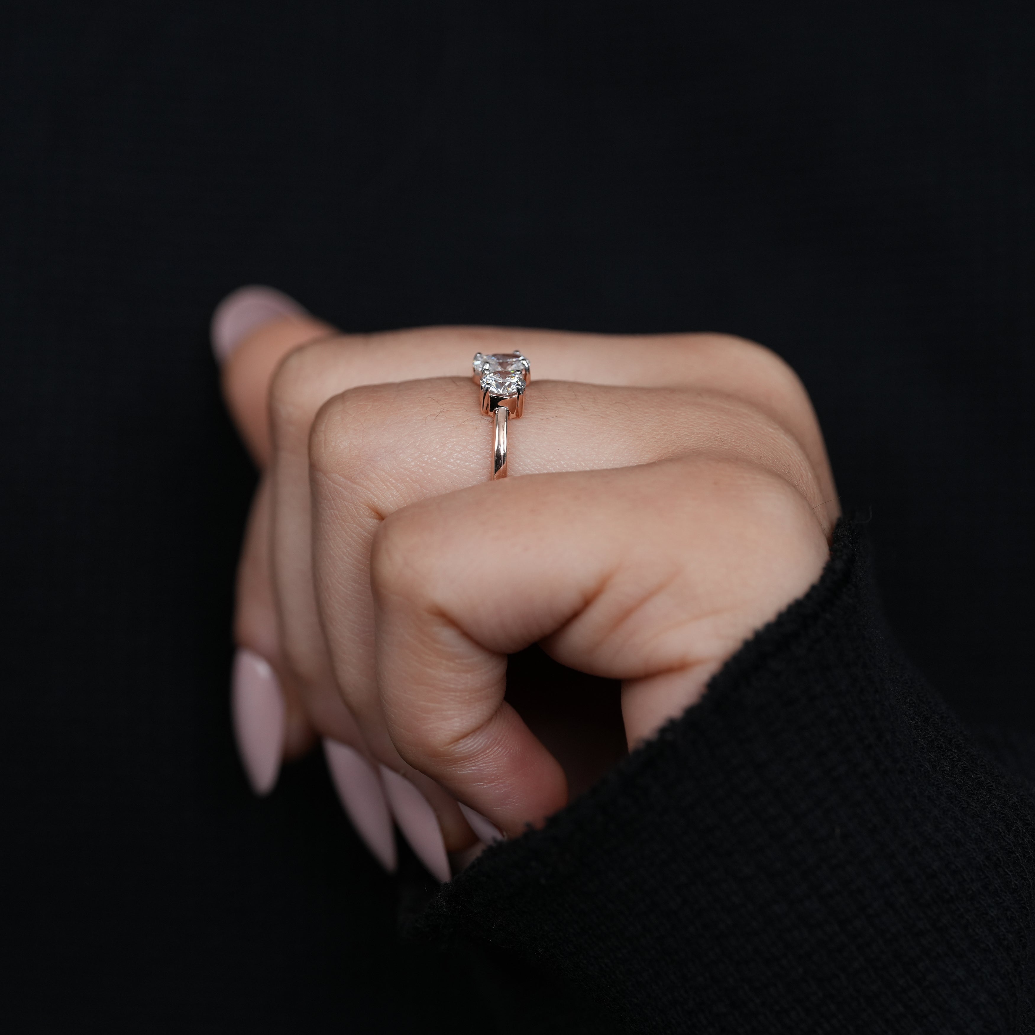 Toi et moi engagement ring designed with sparkling lab grown diamonds