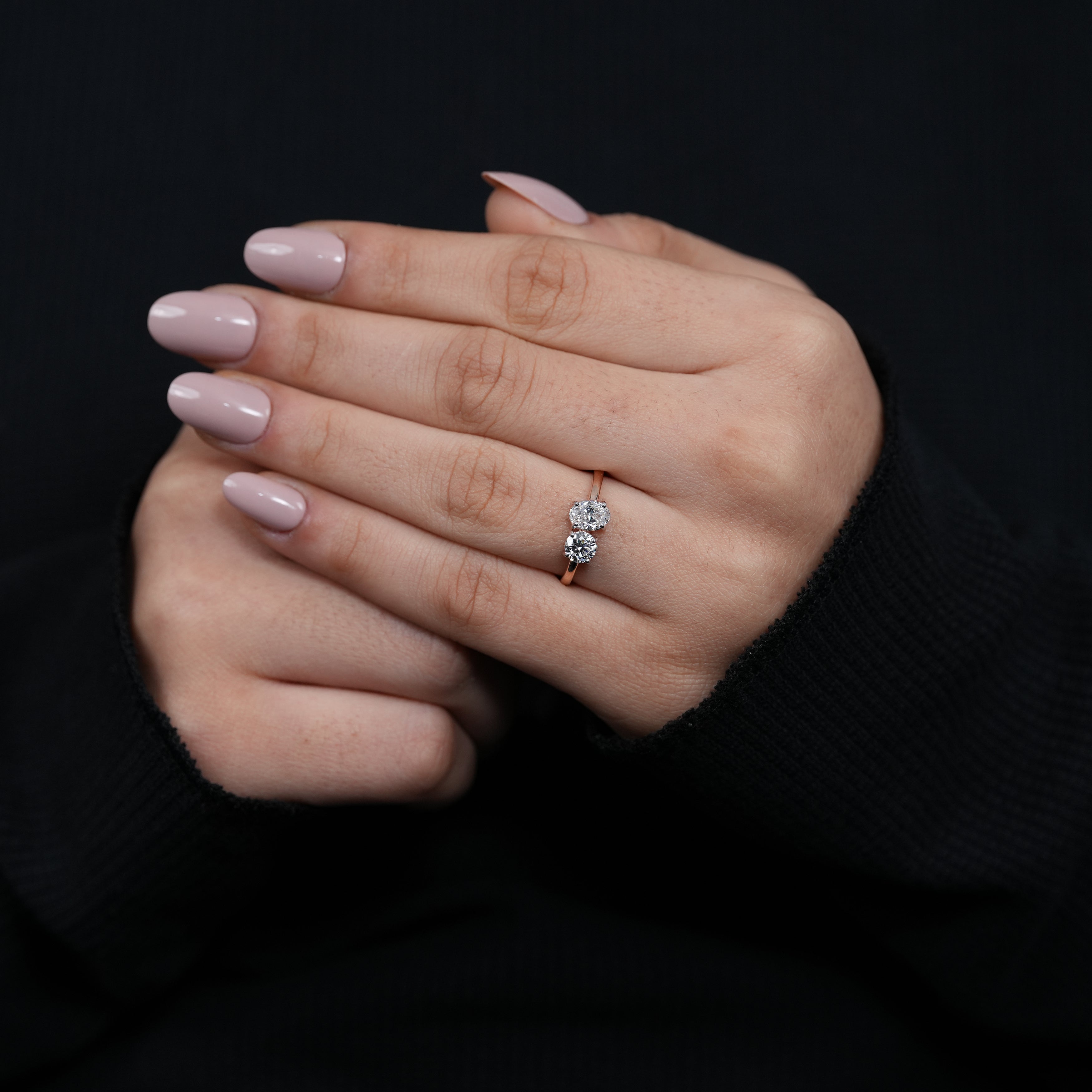 Two stone diamond ring symbolizing love with lab grown diamonds