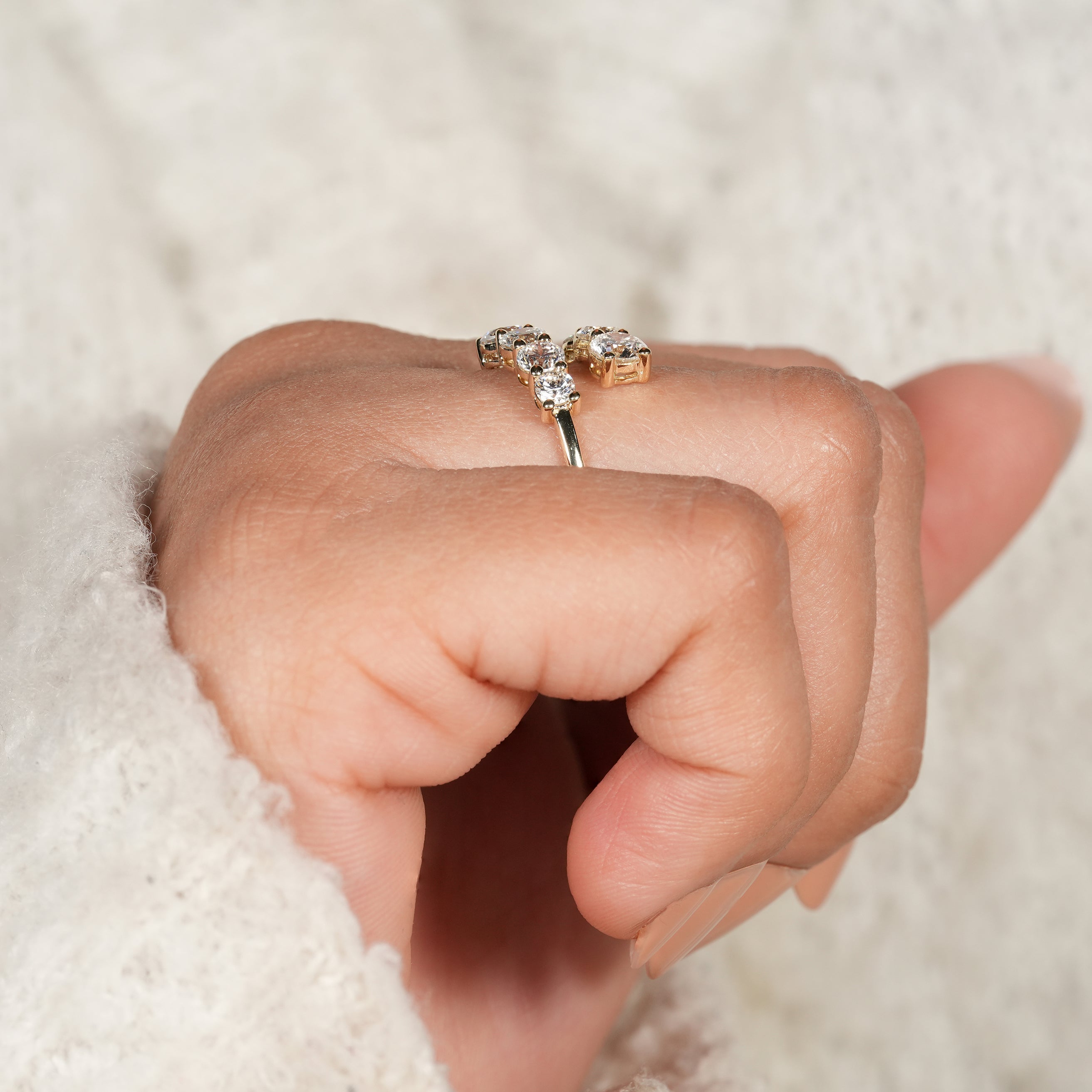 Statement Open Wedding Band with Graduated Round Diamond Setting