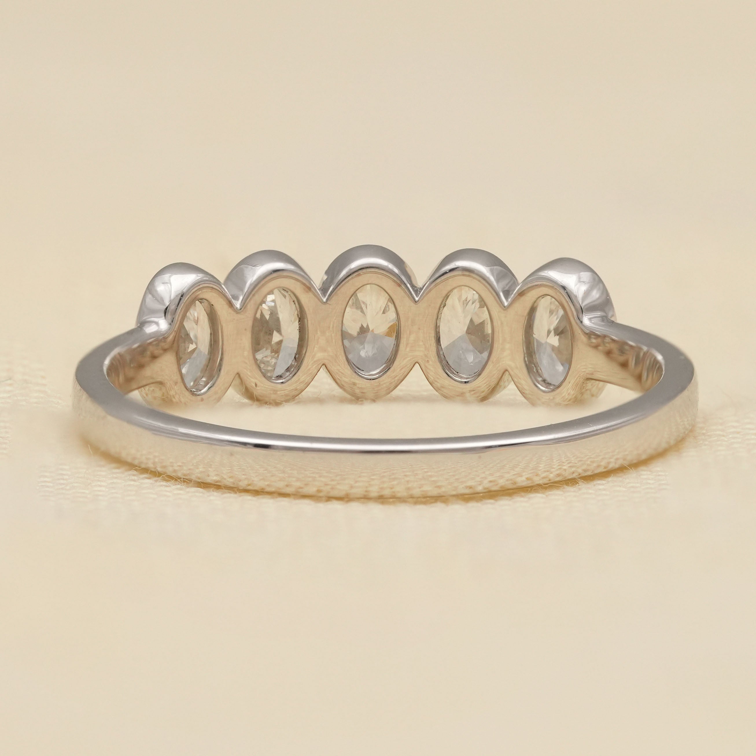 Bezel Five Stone Oval Lab Diamond Wedding Band
