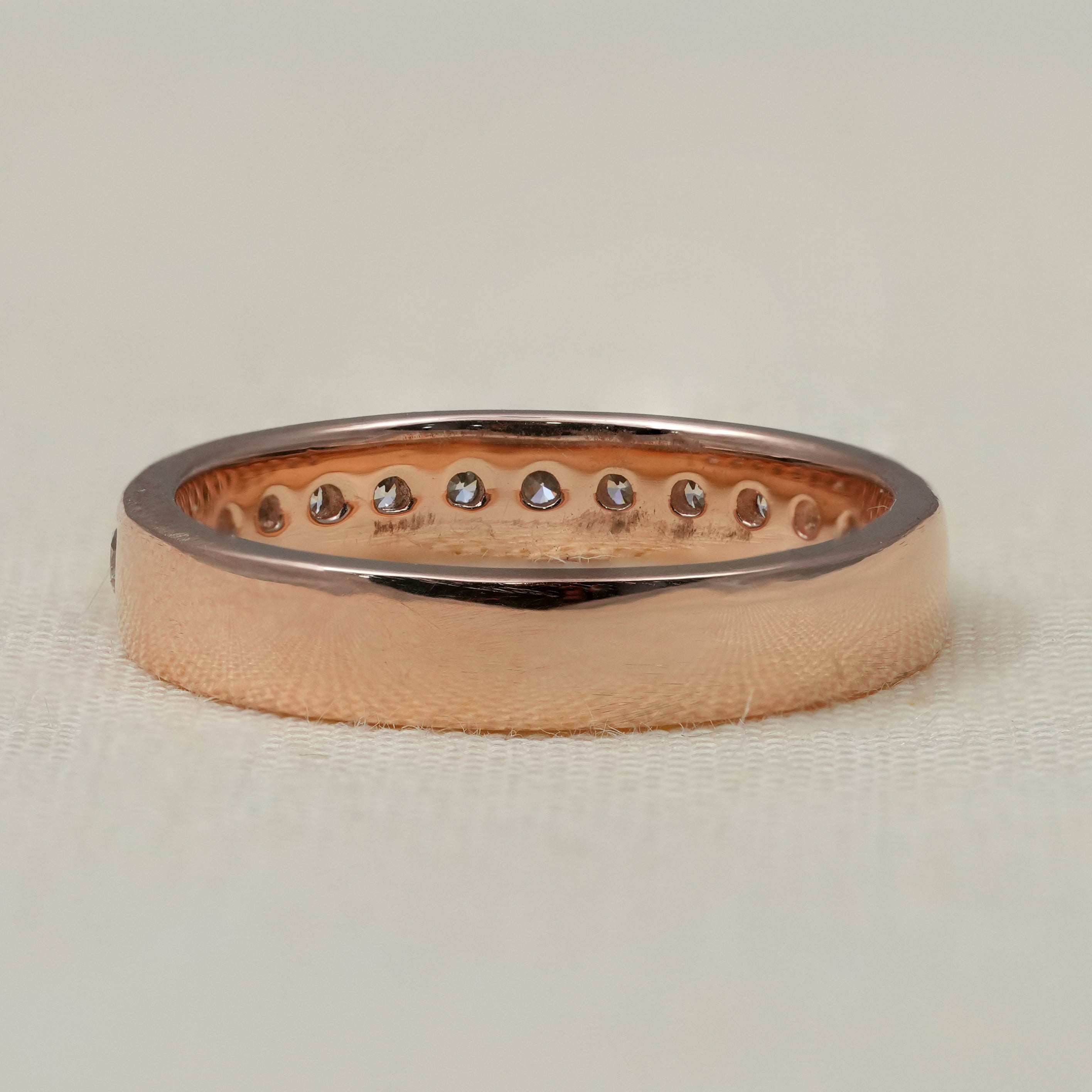 Channel Set Lab Diamond Half Eternity Wedding Band