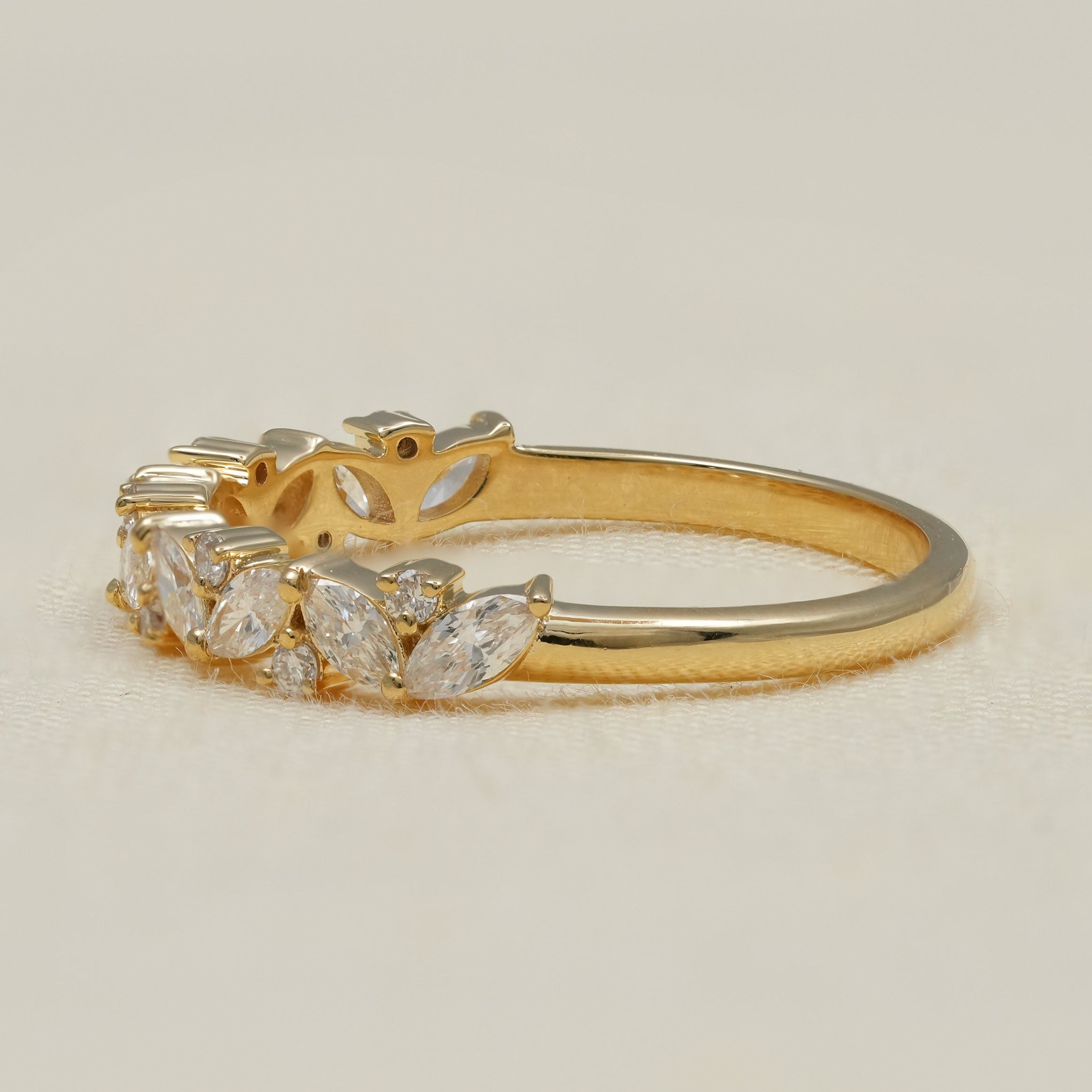 Yellow gold marquise lab grown diamond anniversary band