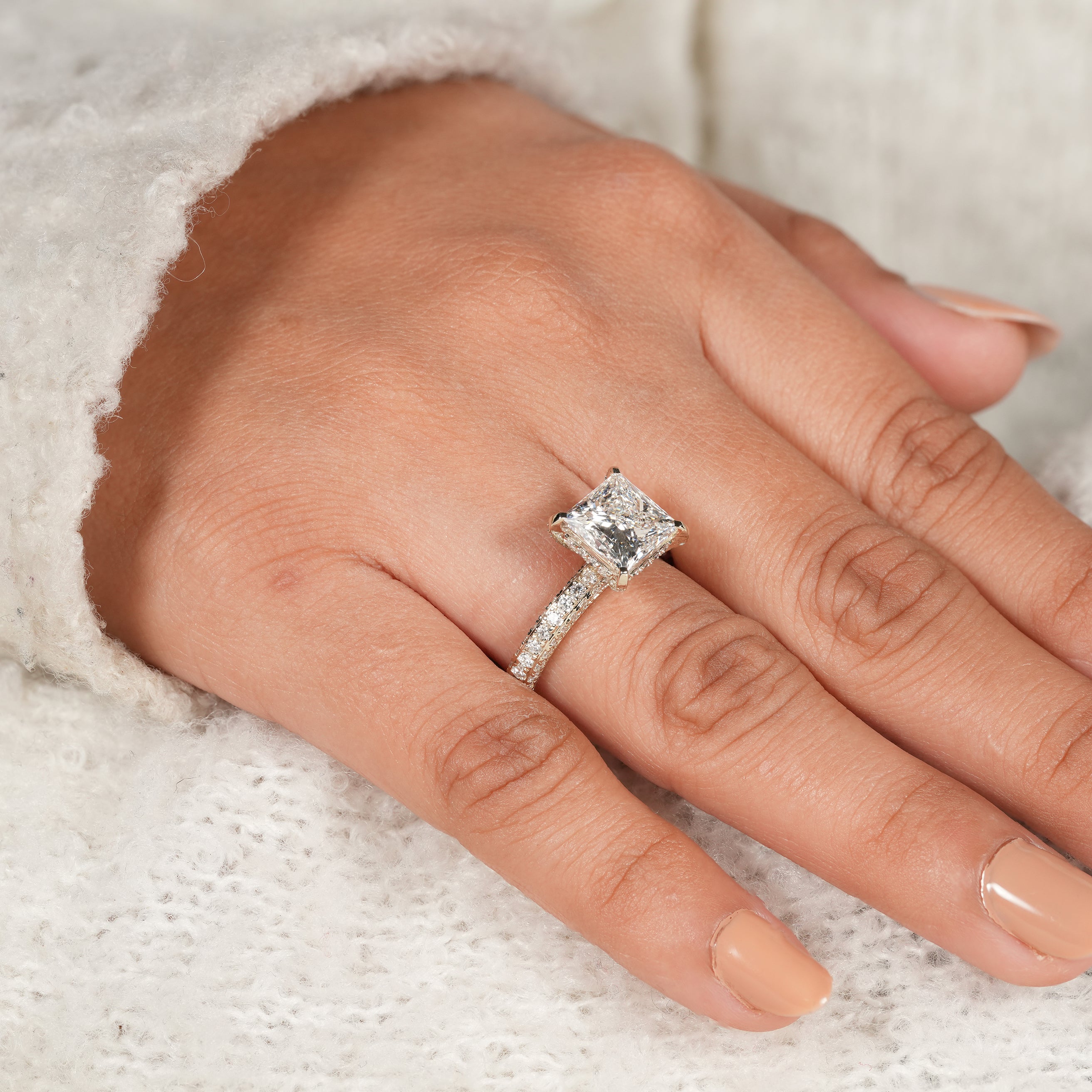 Contemporary Princess Diamond Engagement Ring with Luxe Gold Setting