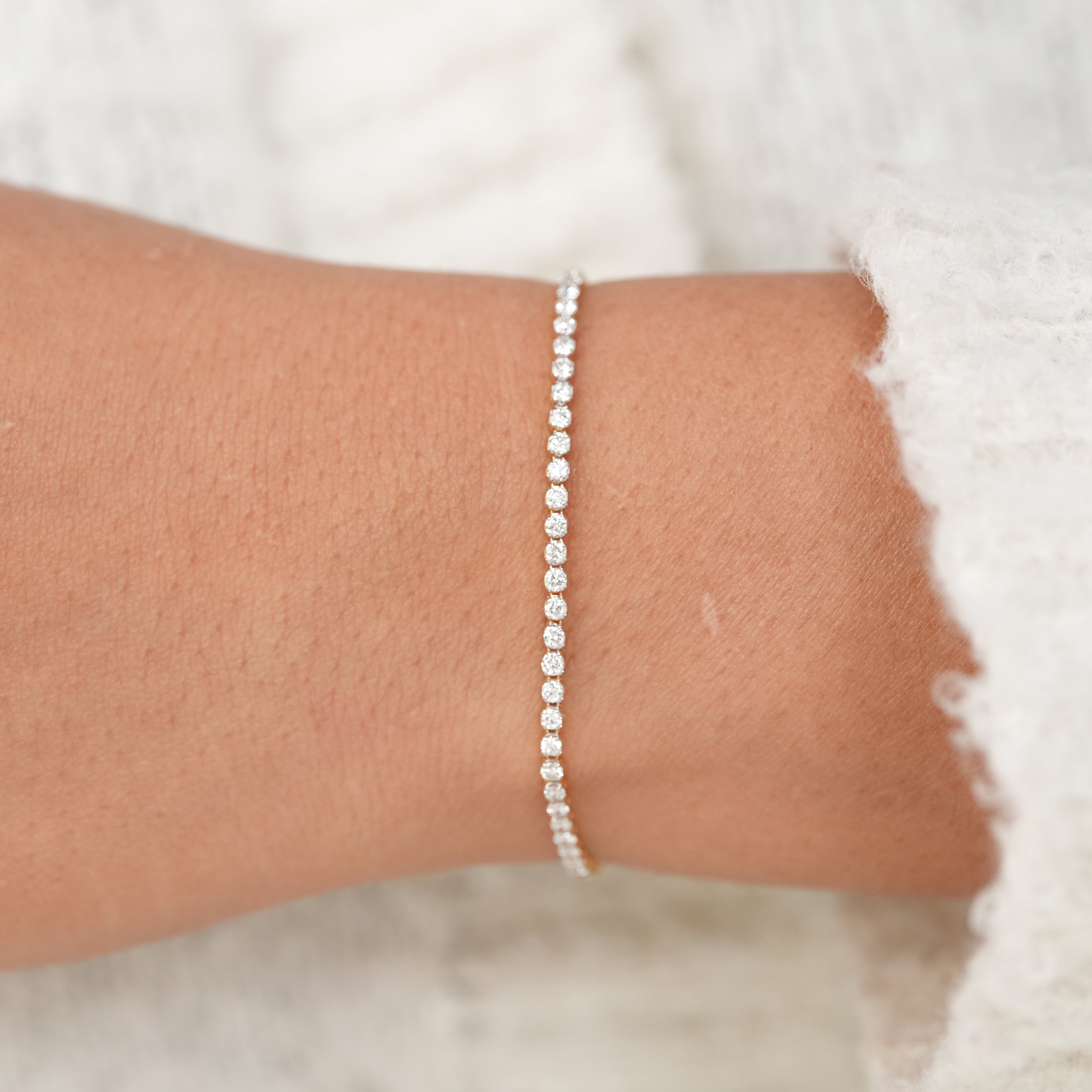Minimalist Round Lab Grown Diamond Tennis Bracelet