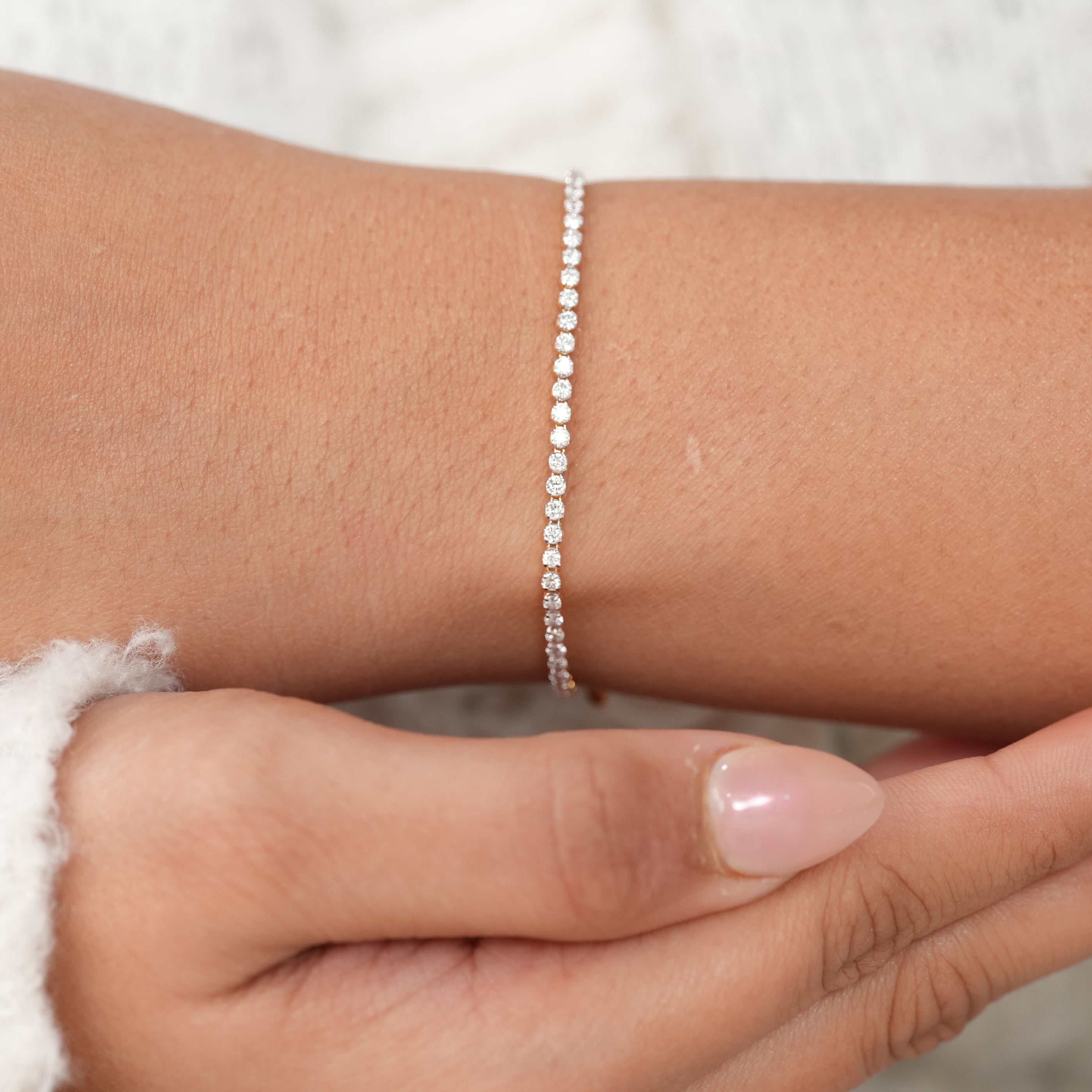 Minimalist Round Lab Grown Diamond Tennis Bracelet