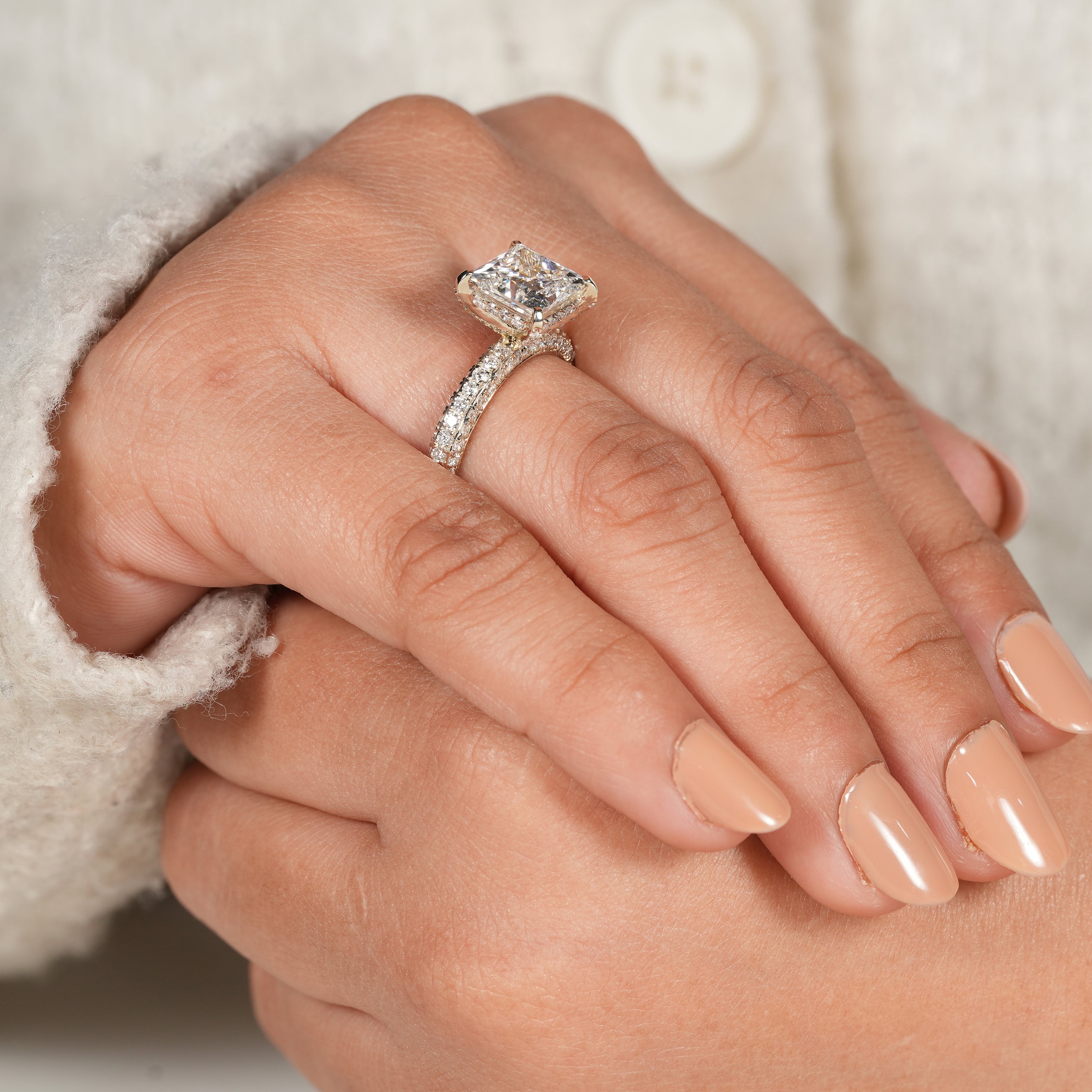 Classic Yellow Gold Princess Diamond Ring for Wedding and Anniversary