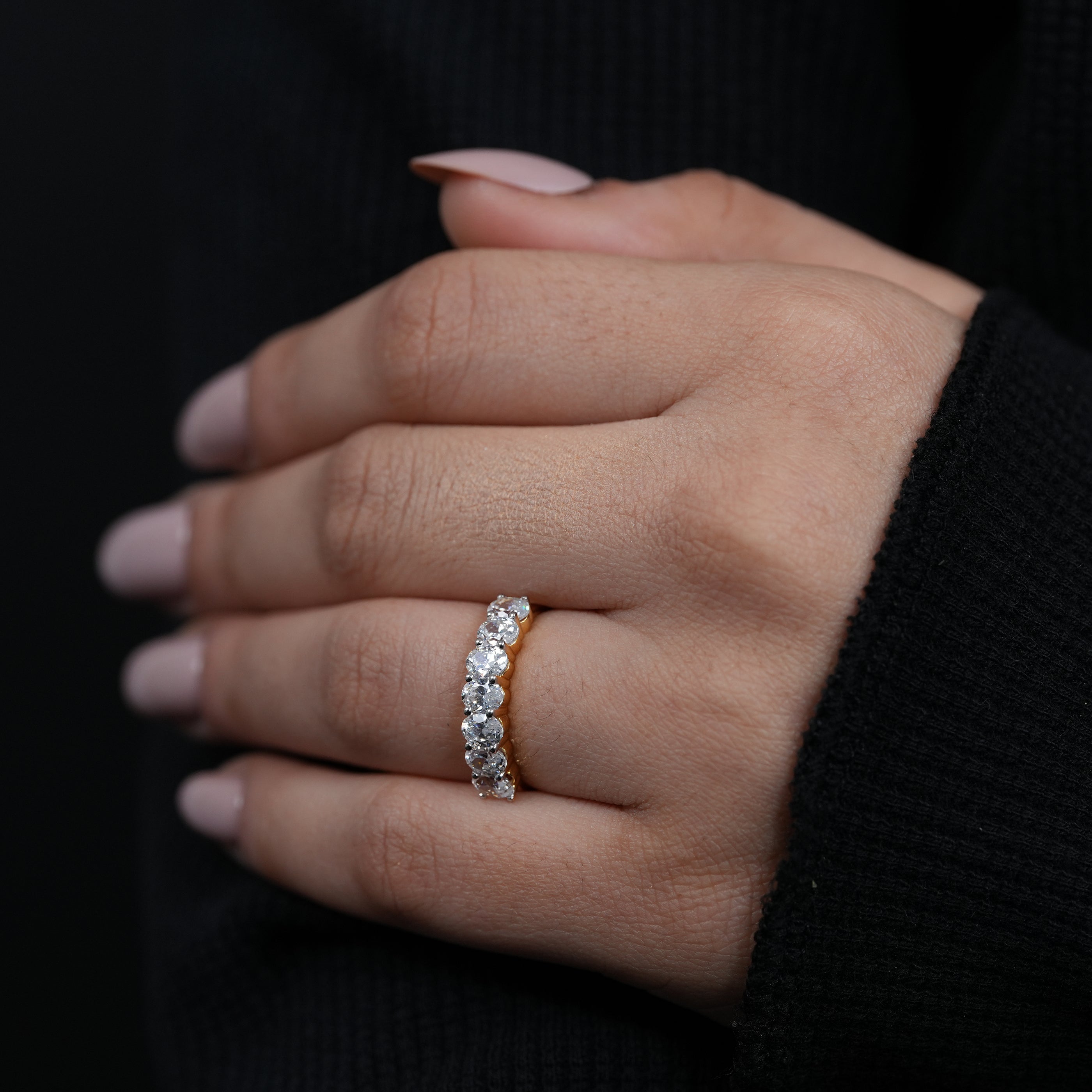 Fine jewelry oval lab grown diamond eternity ring minimalist gold style