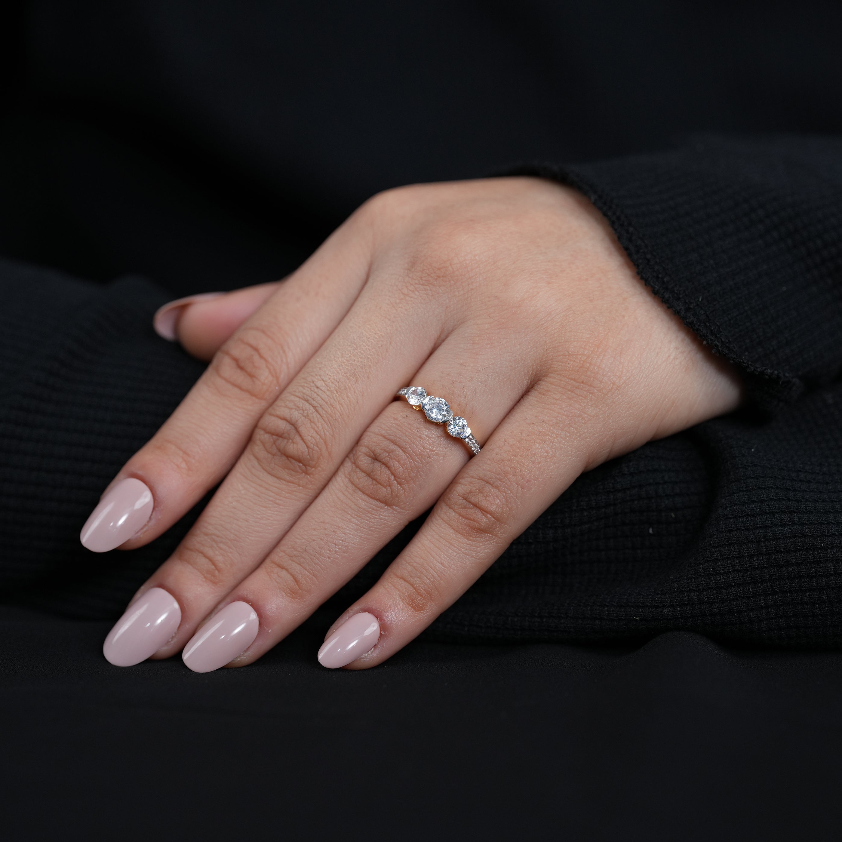 Fine jewelry trilogy lab grown diamond engagement ring minimalist yellow gold