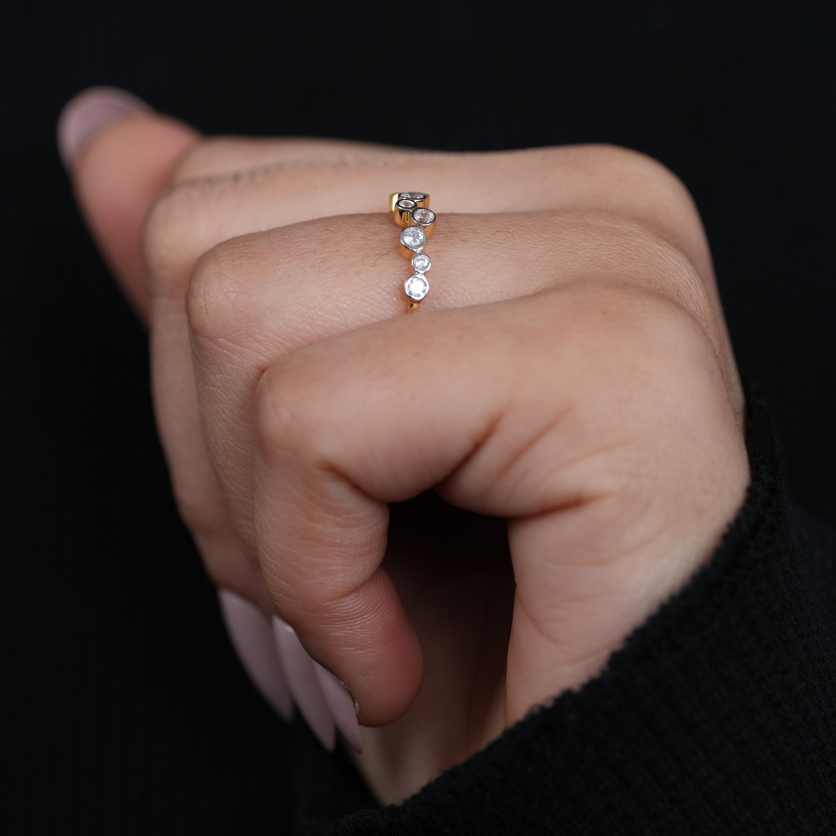 Round Lab Diamond Bezel Set Eternity Wedding Band