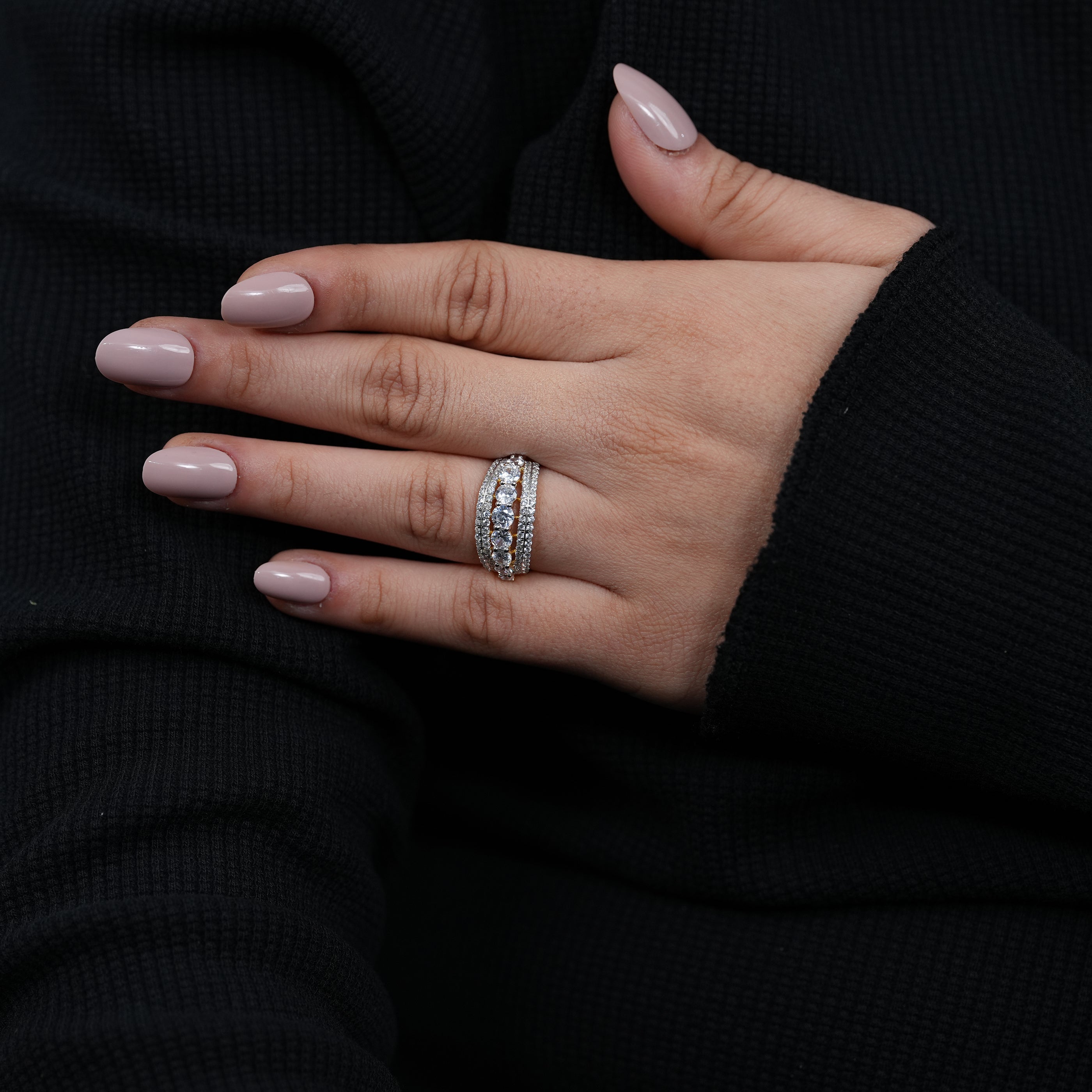 Triple row lab grown diamond wedding band modern luxury design
