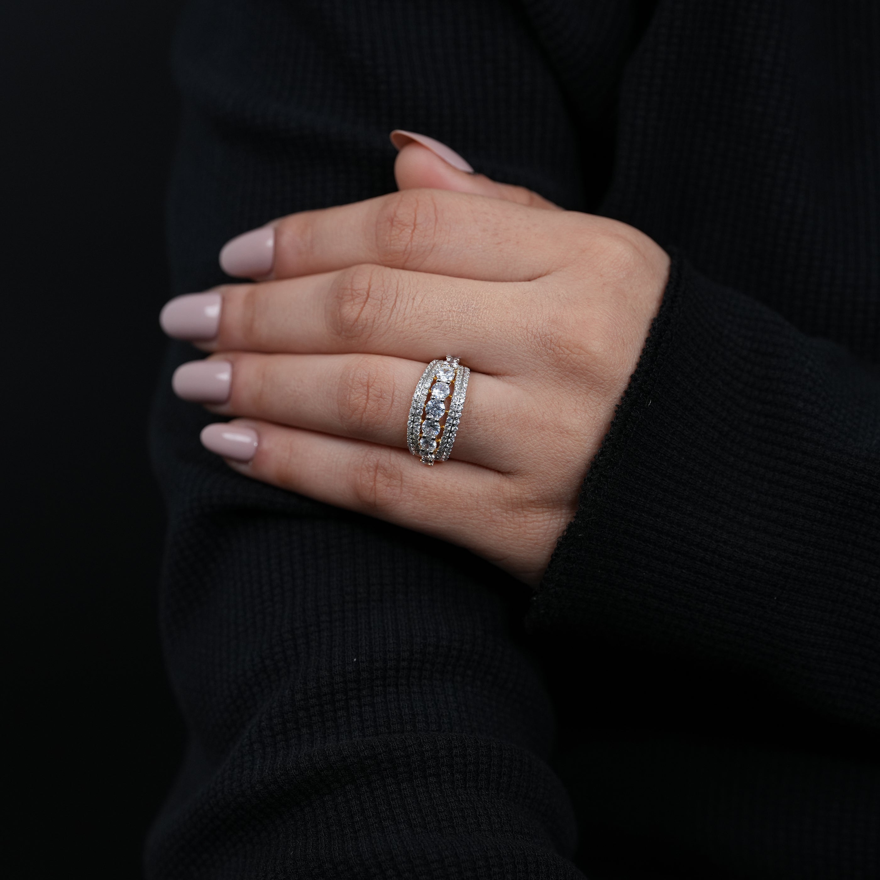 Elegant anniversary band layered lab grown diamonds