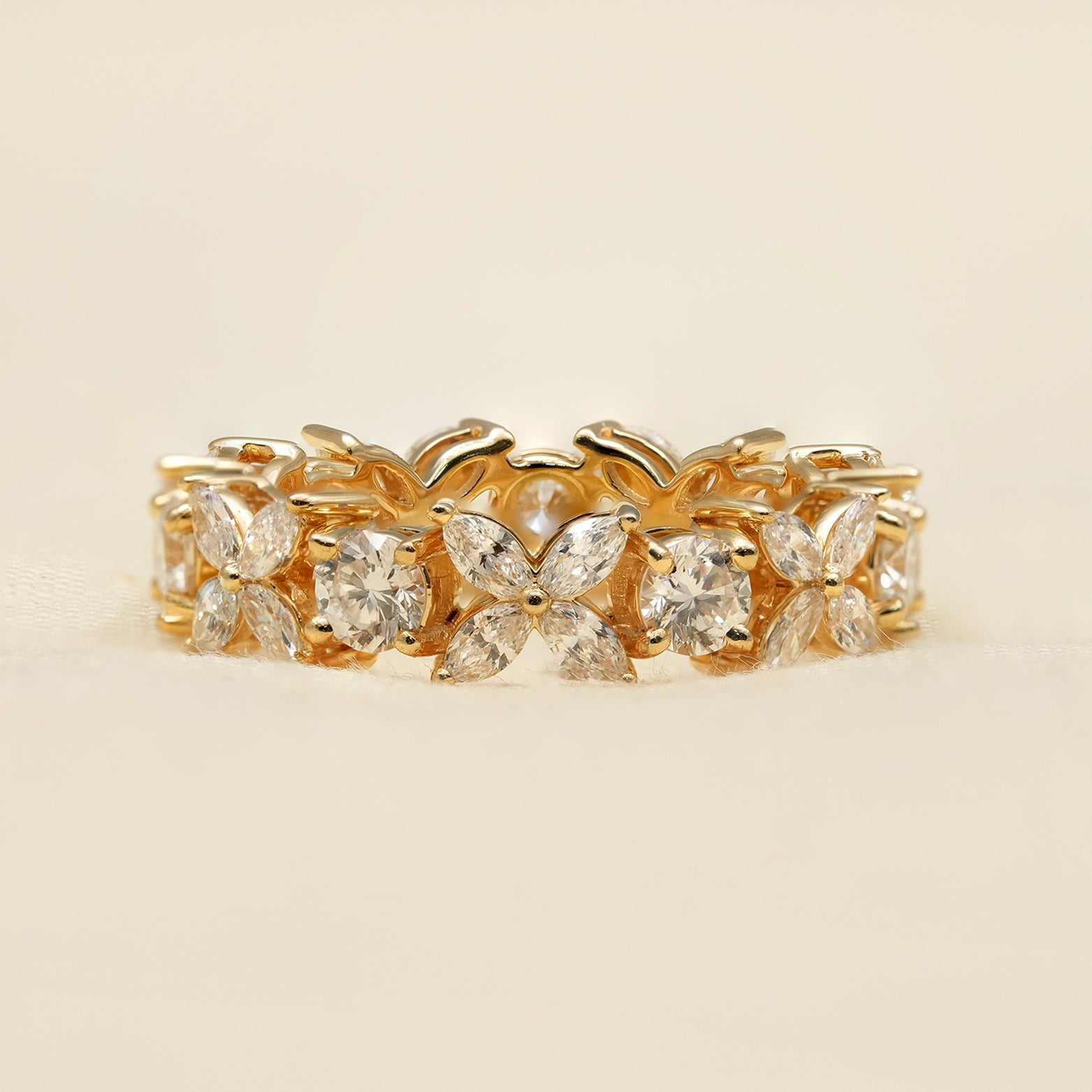 Floral Marquise & Round Lab Diamond Eternity Ring