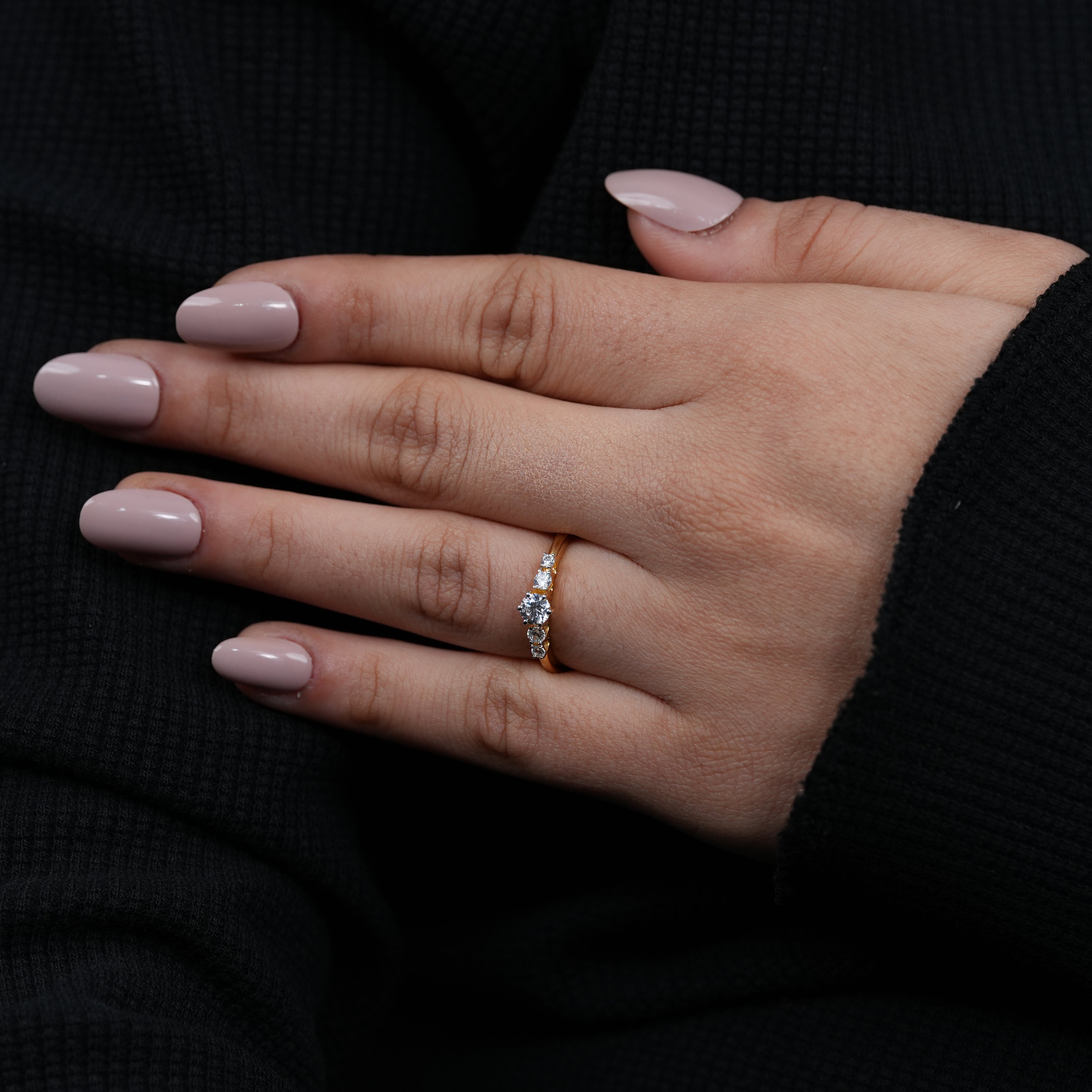 Timeless Round Lab Grown Diamond Ring Delicate Side Stone Setting