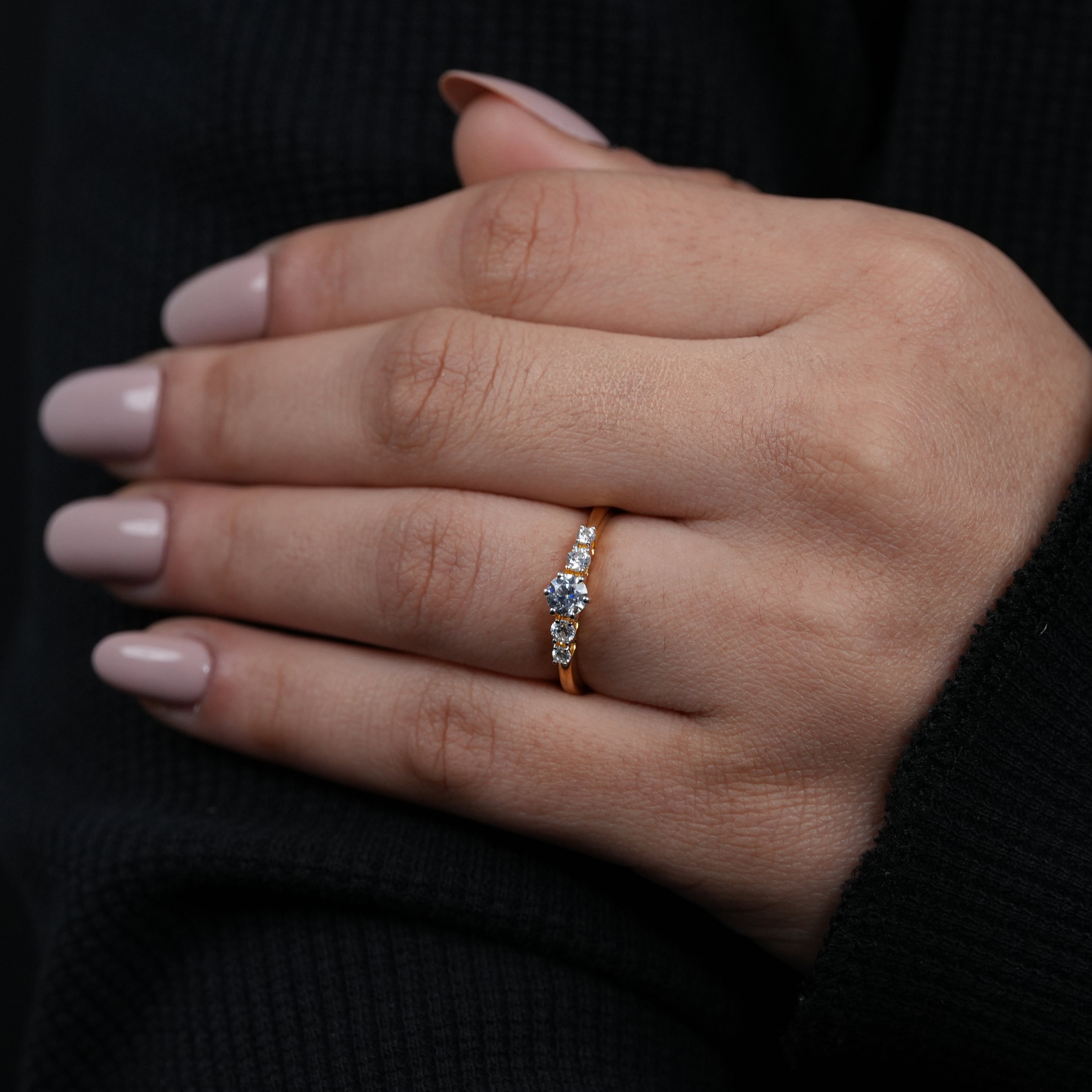 Refined Round Lab Grown Diamond Solitaire with Accent Diamonds