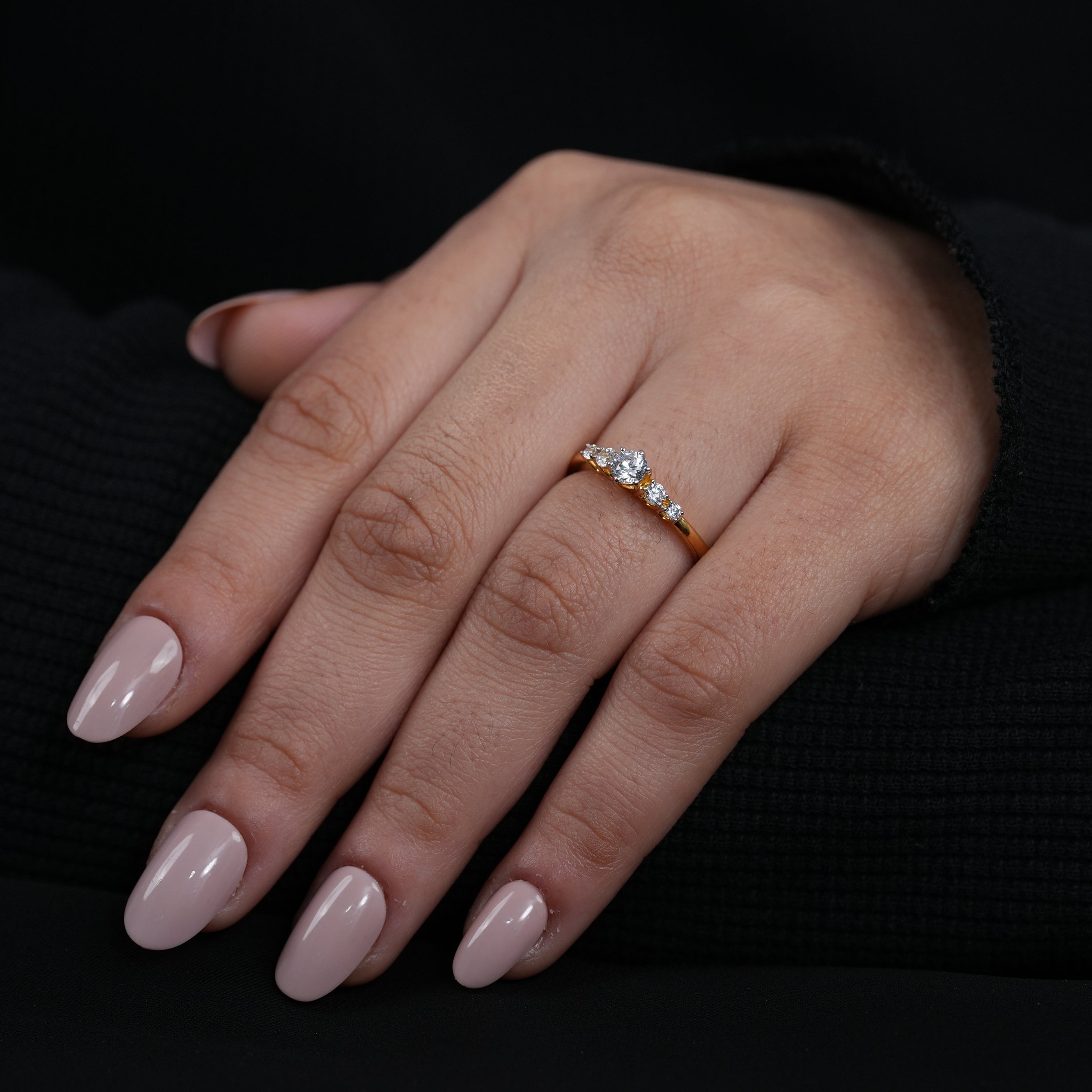 Luxury Round Lab Grown Diamond Ring Subtle Side Stone Detail