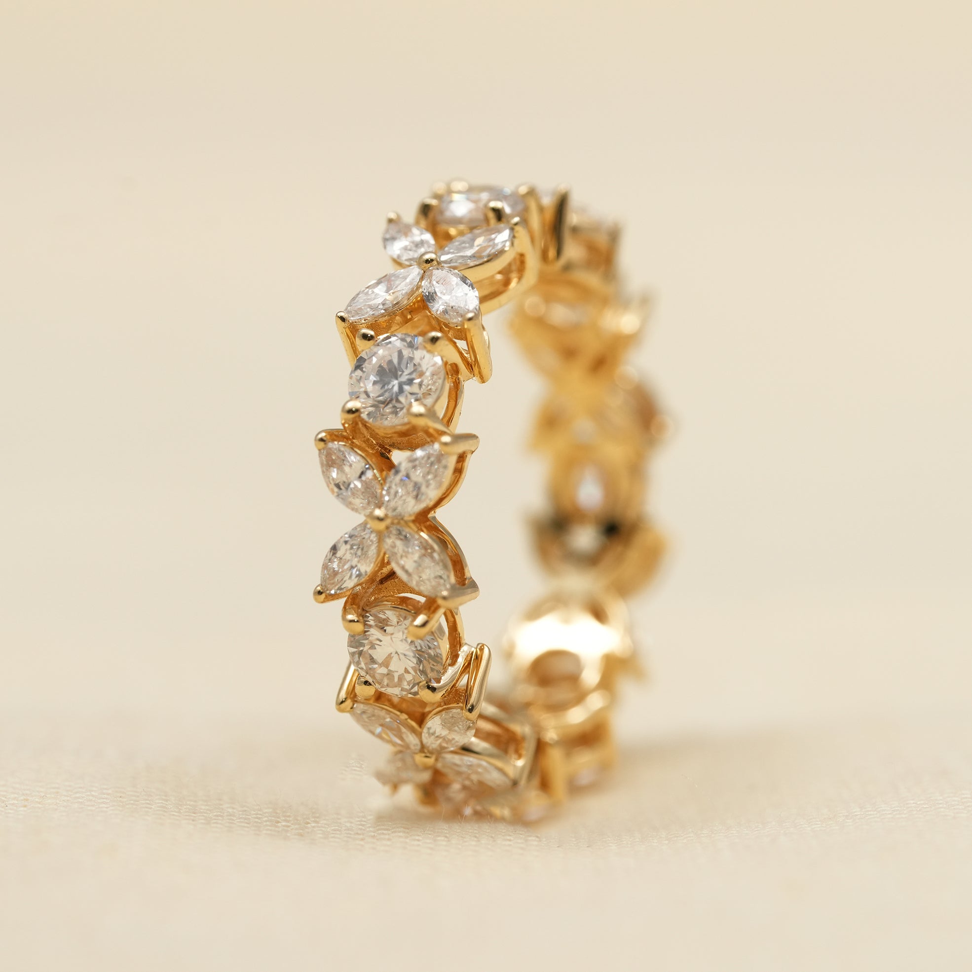 Floral Marquise & Round Lab Diamond Eternity Ring