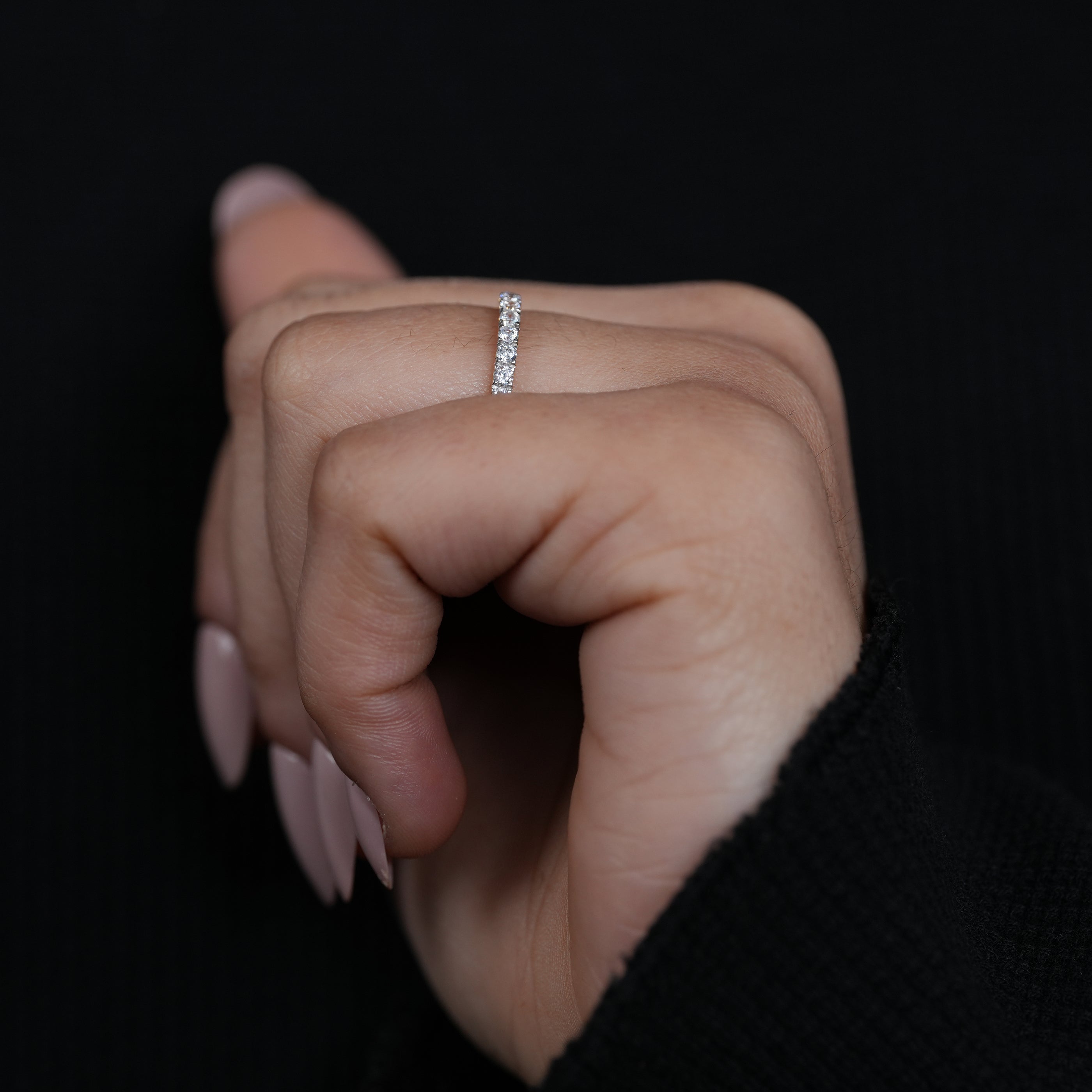 Elegant anniversary band round lab grown diamonds yellow gold