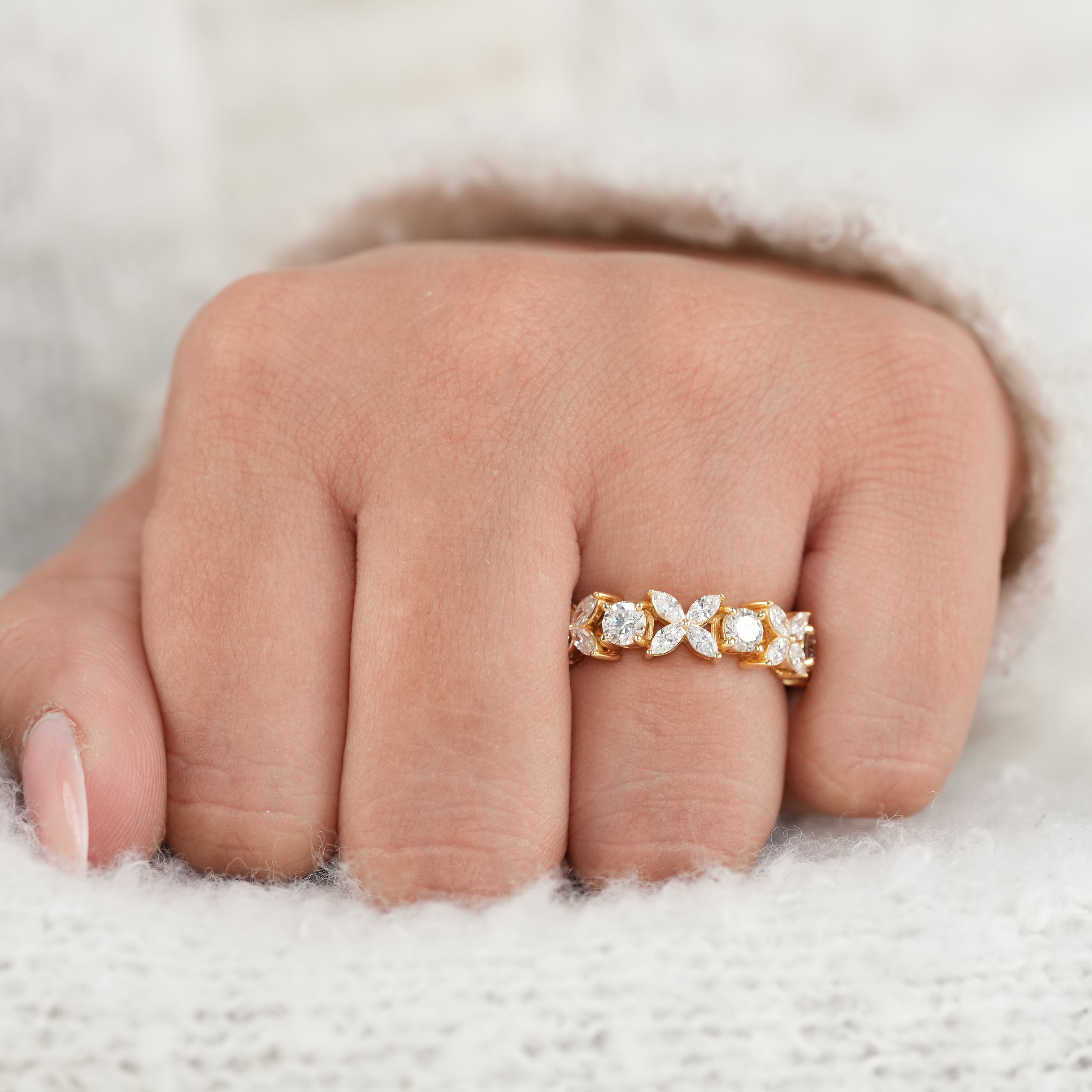 Floral Marquise & Round Lab Diamond Eternity Ring