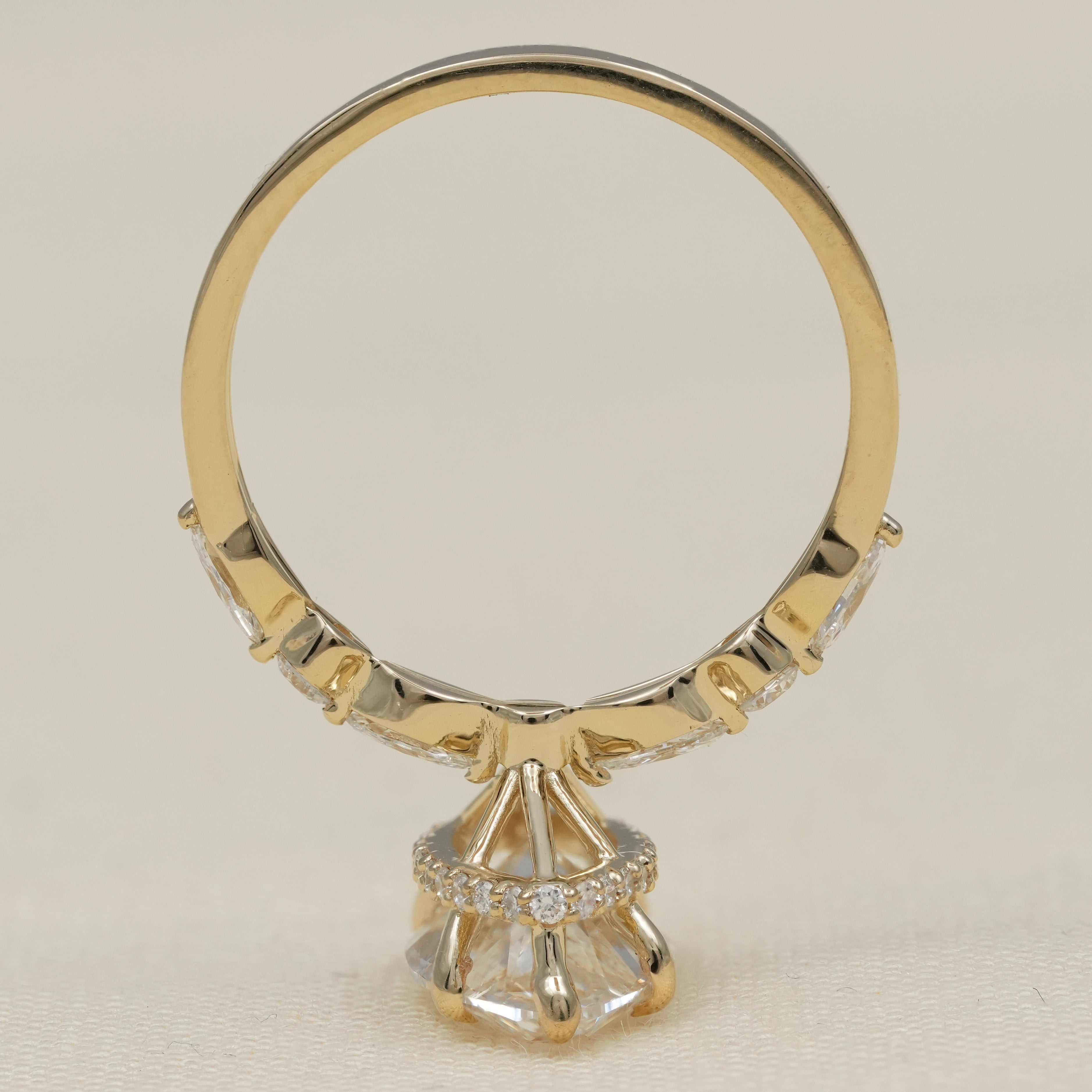 Marquise Lab Diamond Engagement Ring with Side Stones