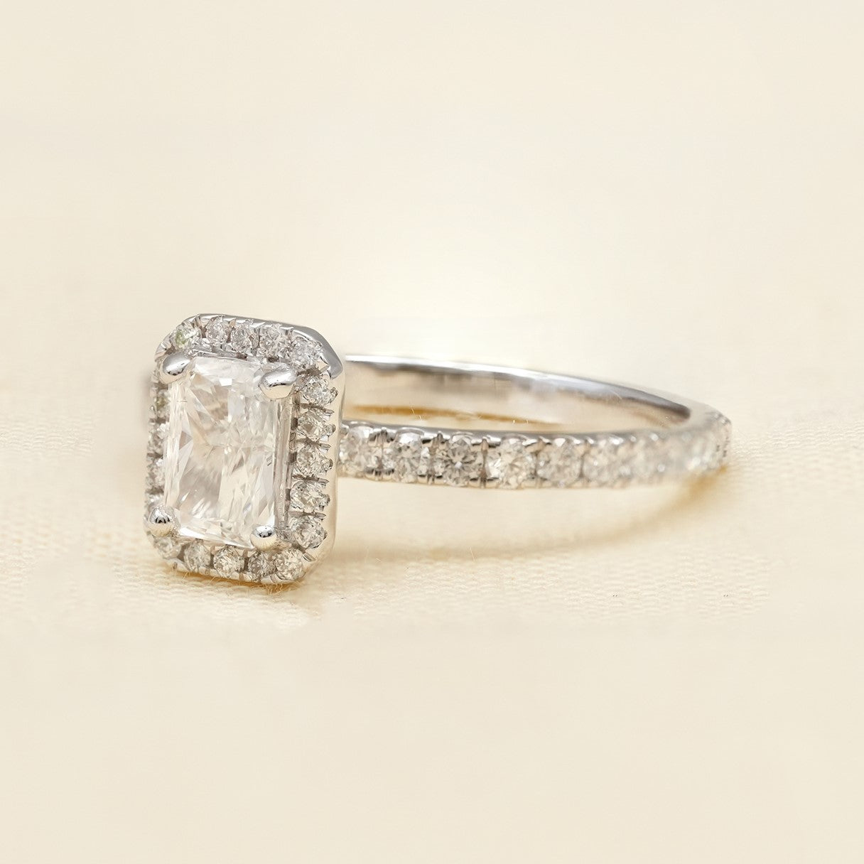 Radiant Cut Lab Grown Halo Engagement Ring