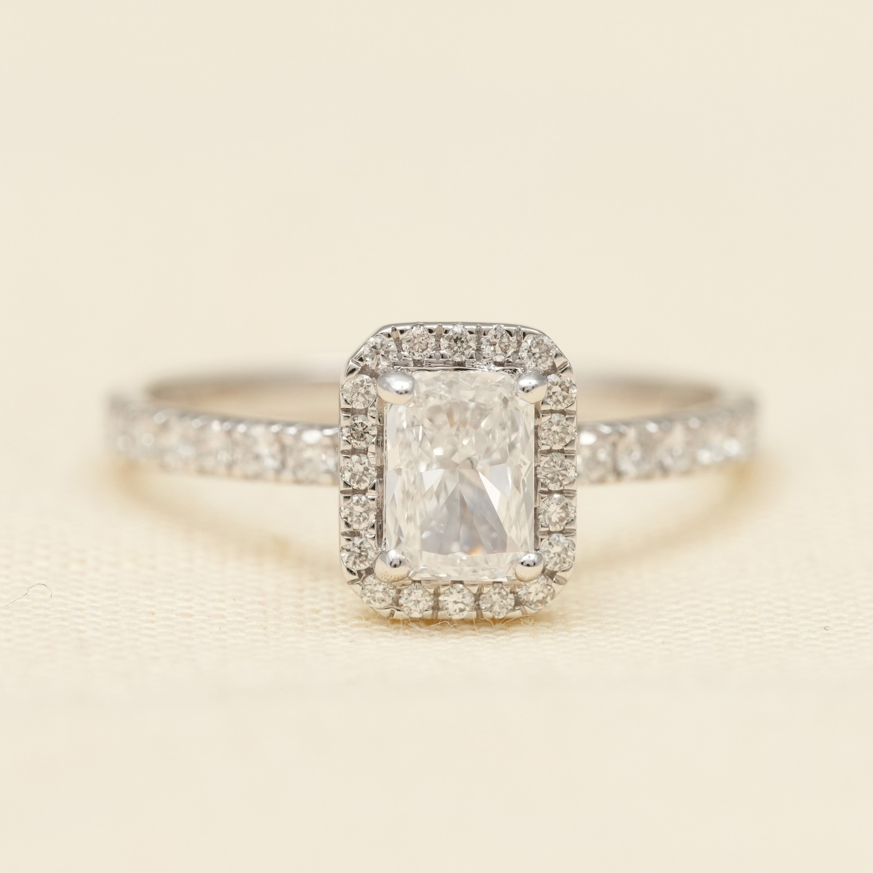 Radiant Cut Lab Grown Halo Engagement Ring