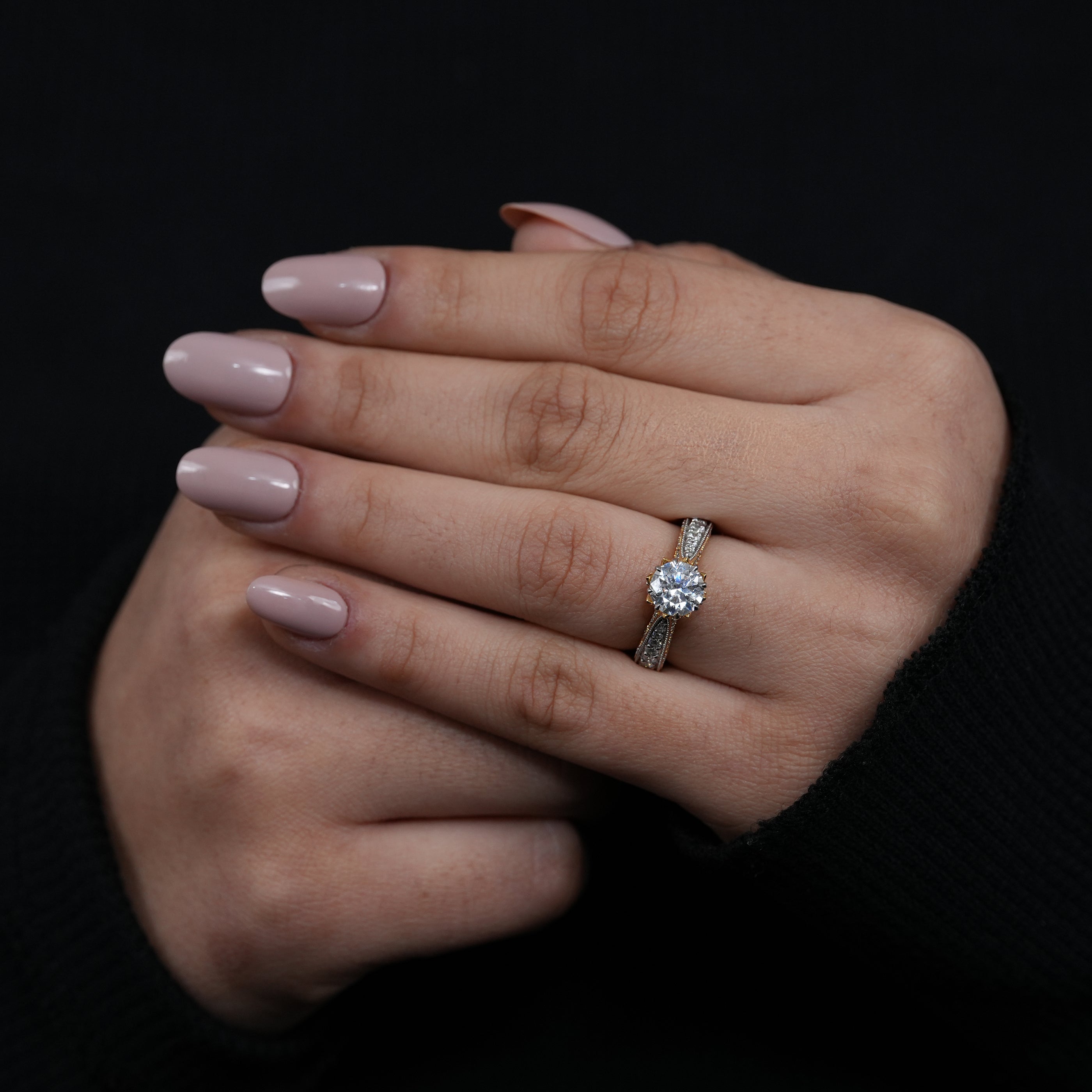 Timeless round lab grown diamond ring refined band setting