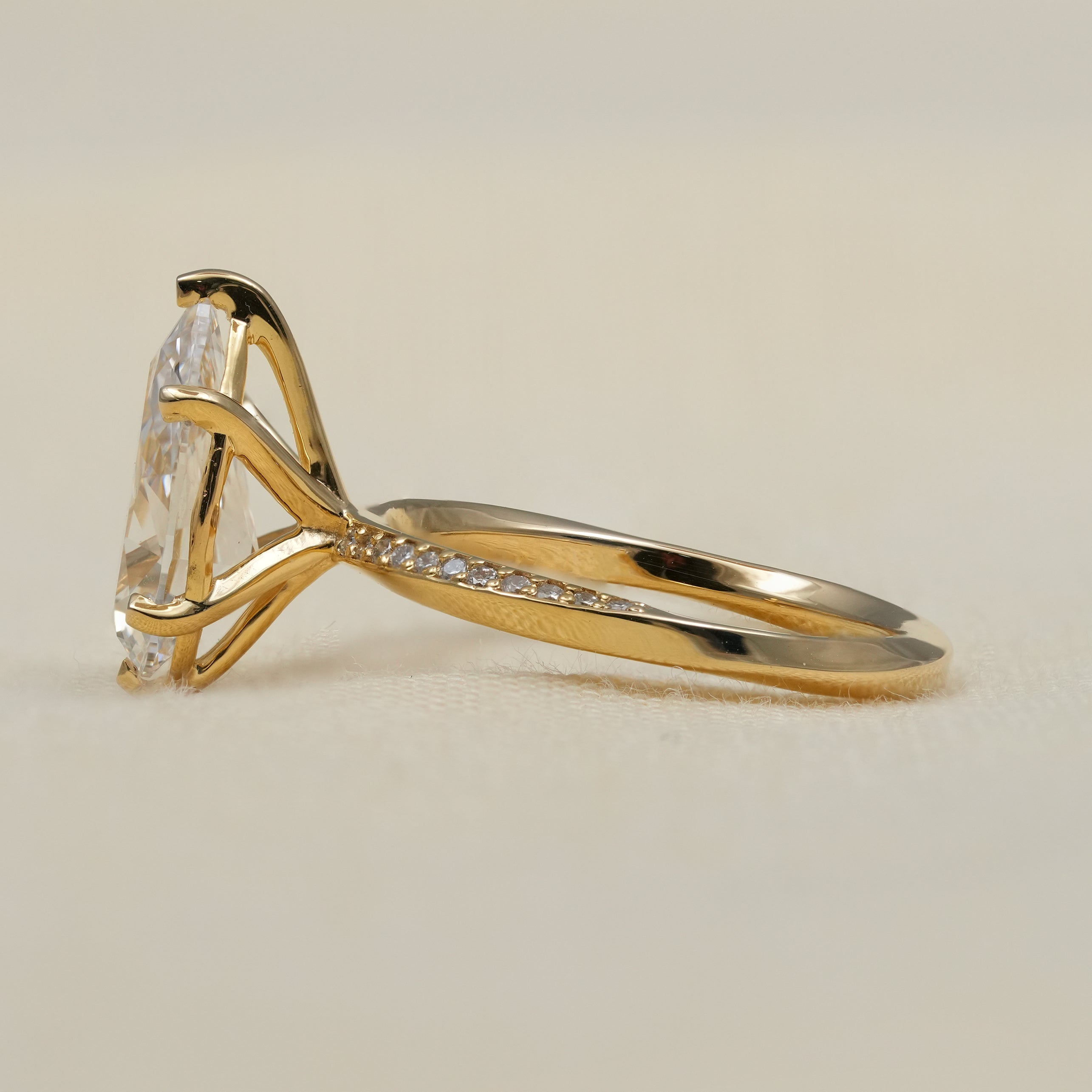 Pear Cut Lab Diamond Solitaire Engagement Ring