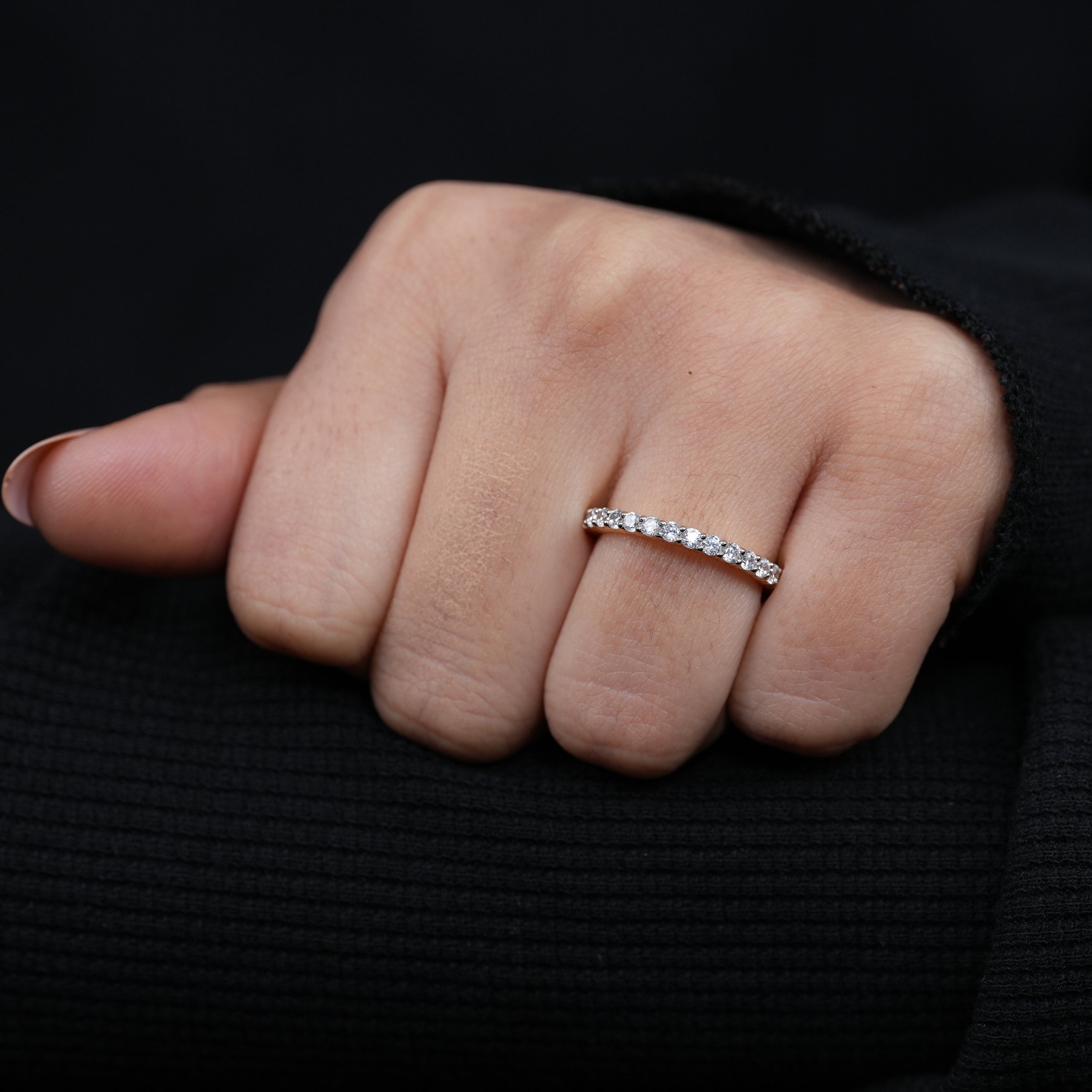 Classic anniversary band showcasing sparkling round lab grown diamonds