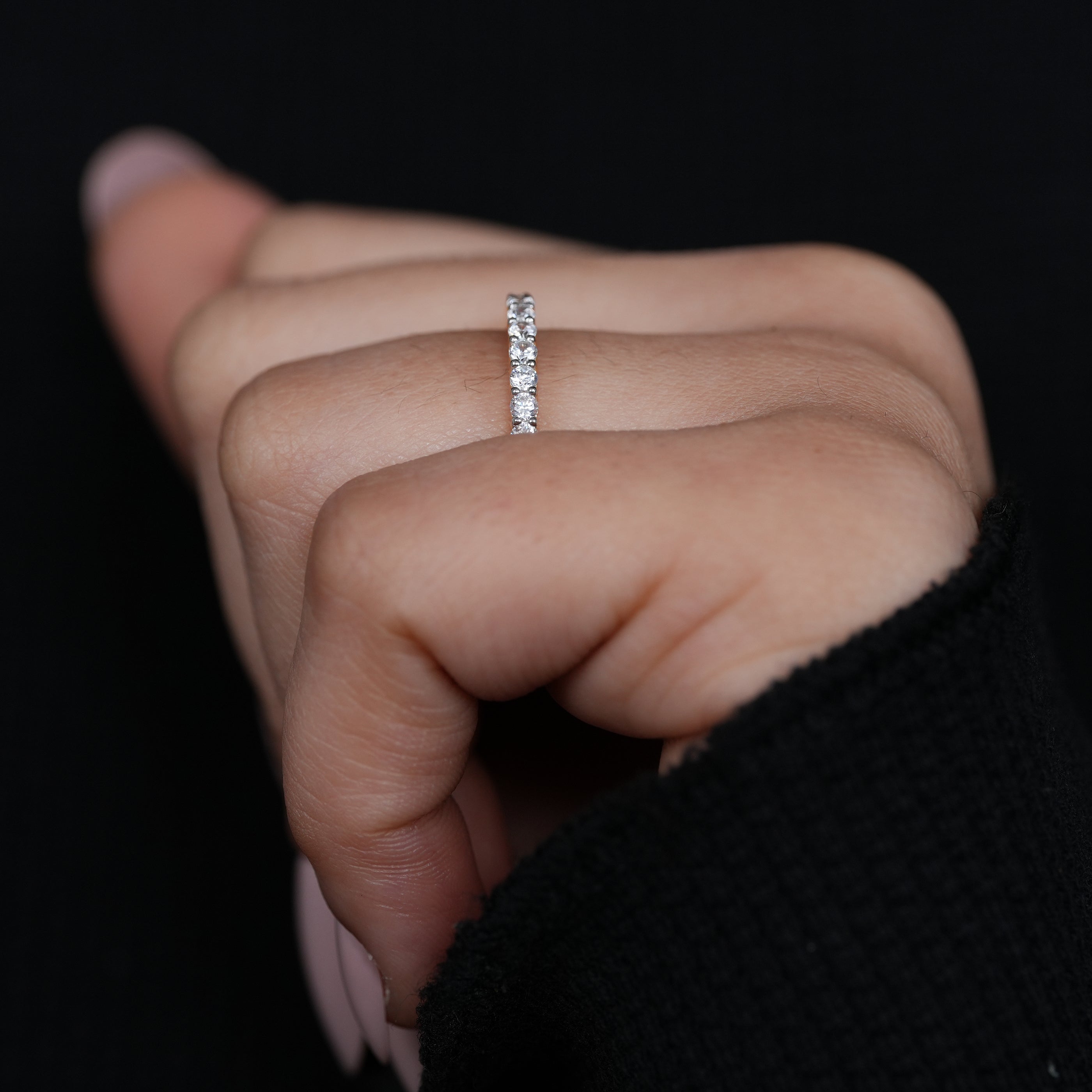 Fine jewelry bridal band with polished yellow gold and lab grown diamonds