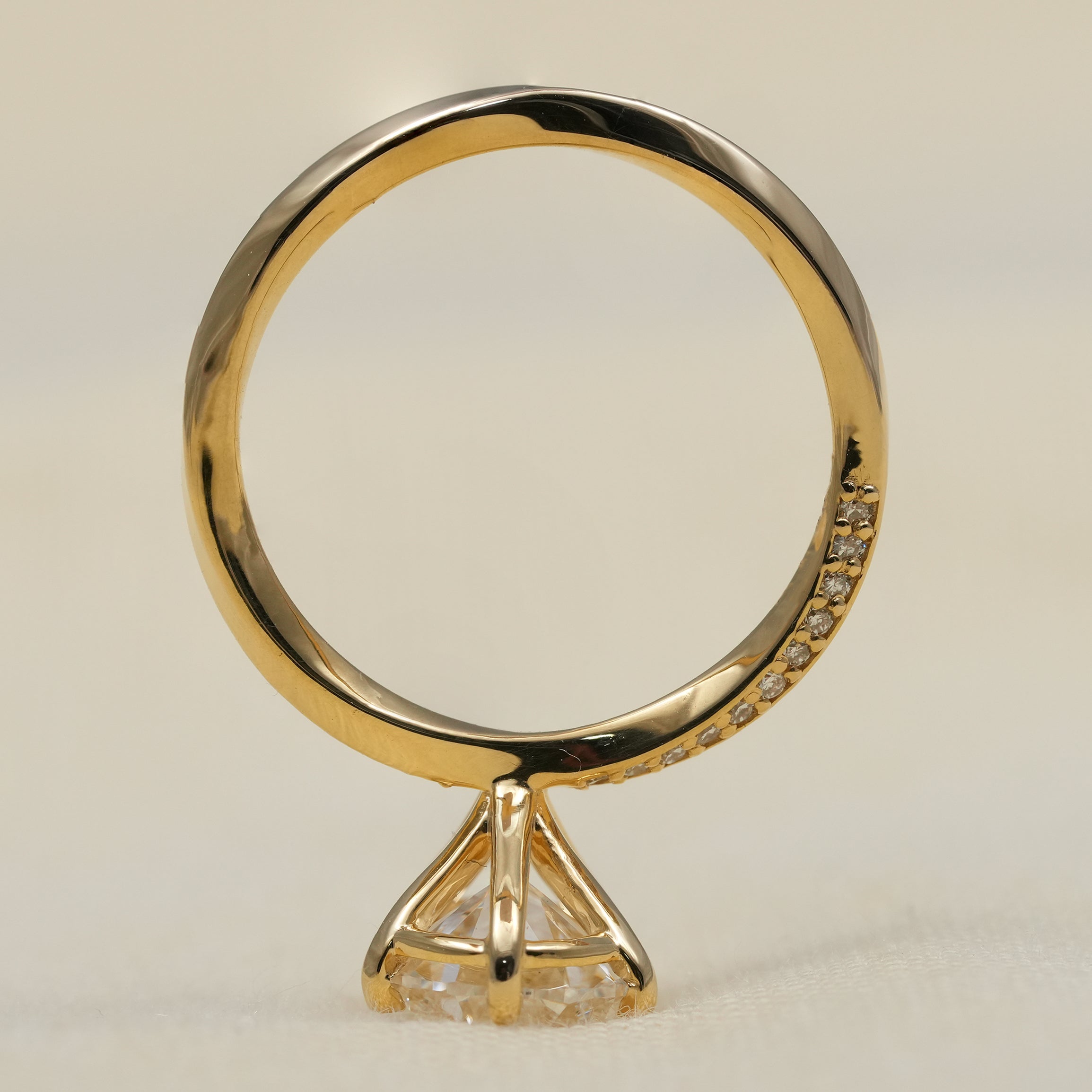 Pear Cut Lab Diamond Solitaire Engagement Ring