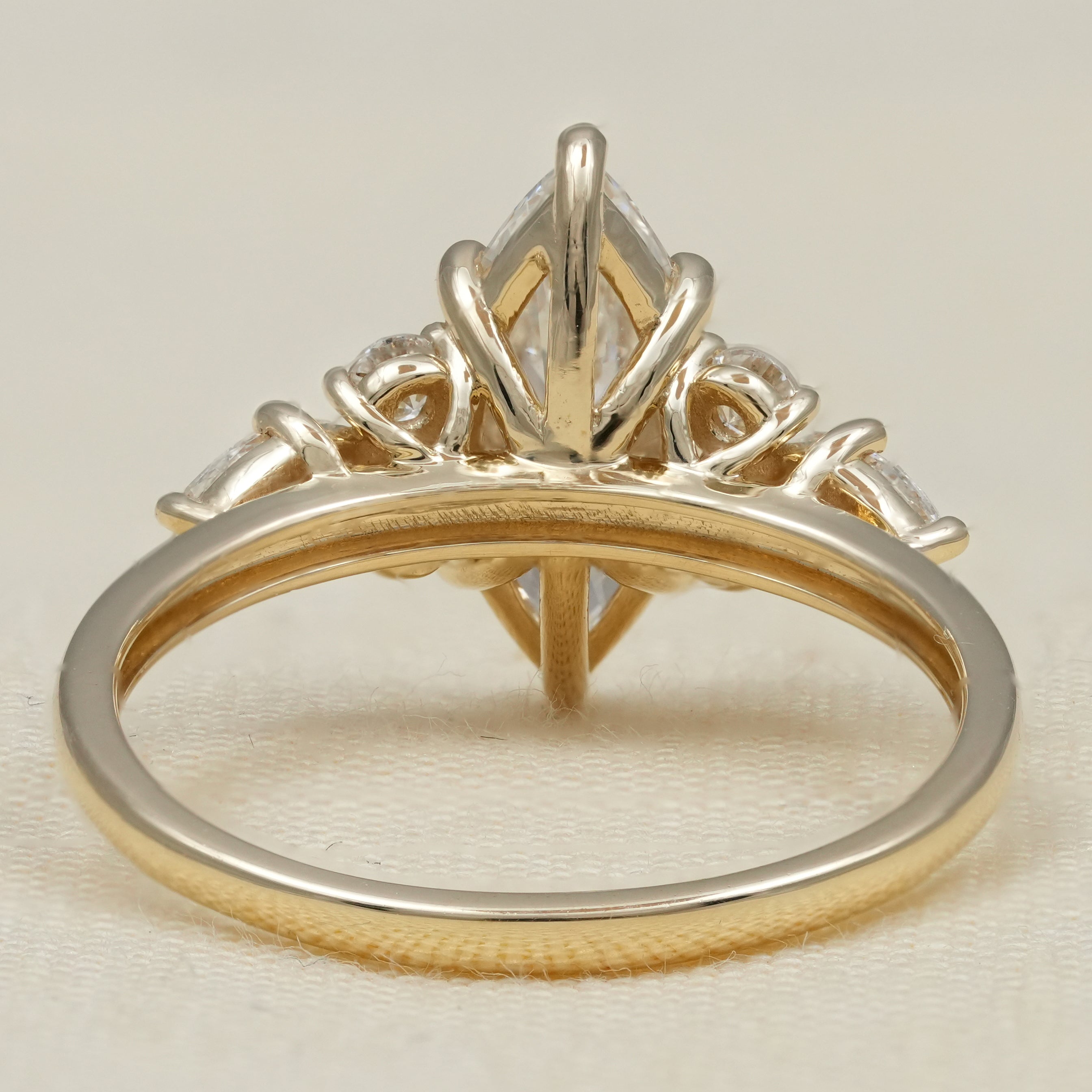 Marquise Cut Lab Diamond Cluster Engagement Ring