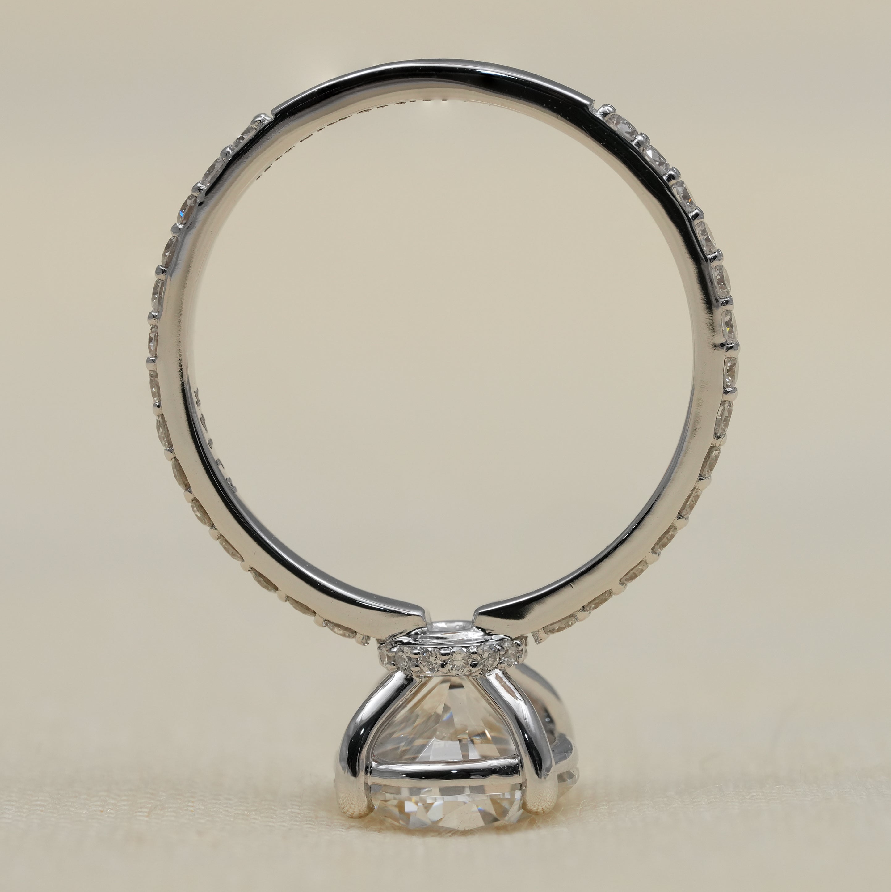 Round Lab Diamond Hidden Halo Engagement Ring