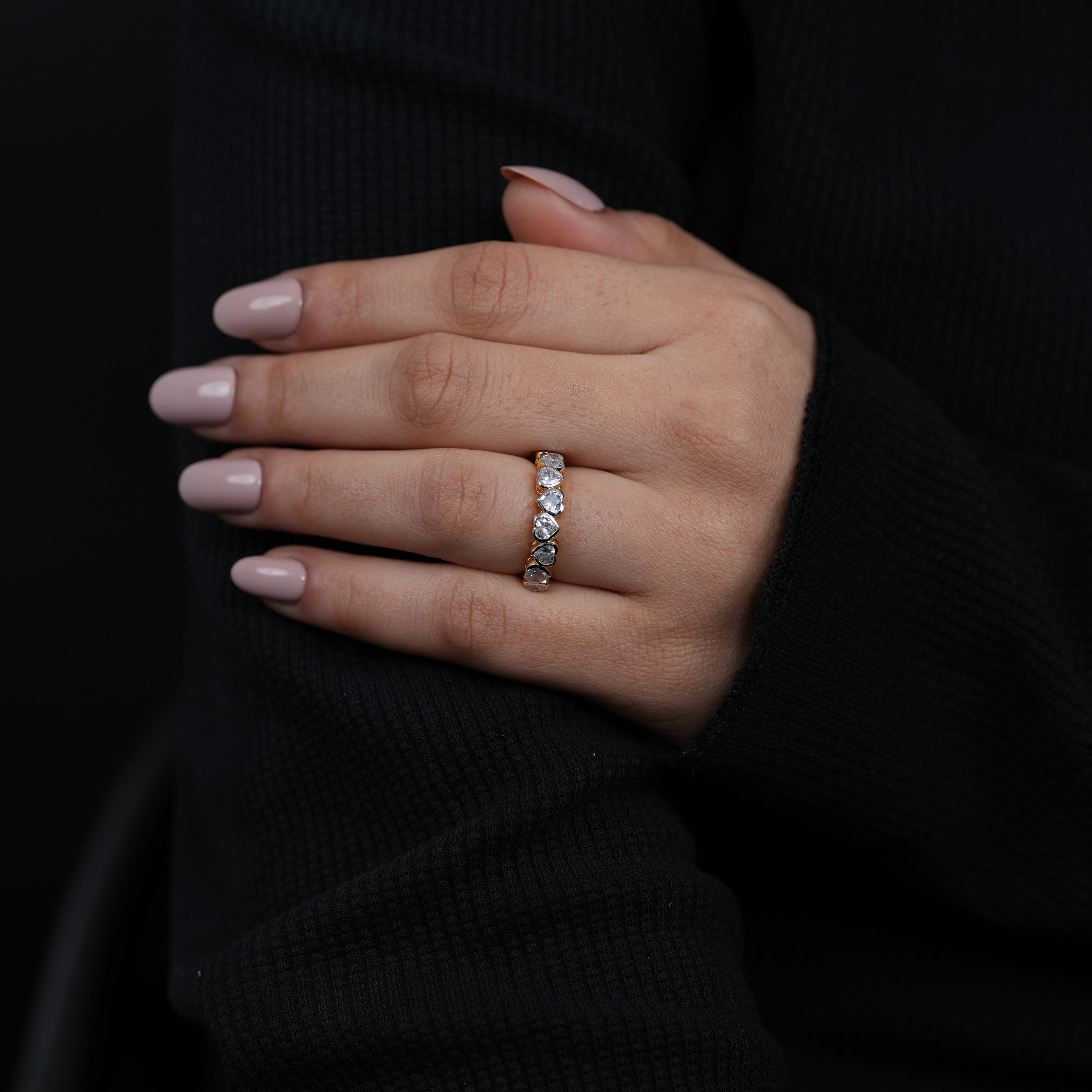 Love inspired yellow gold heart lab grown diamond wedding ring