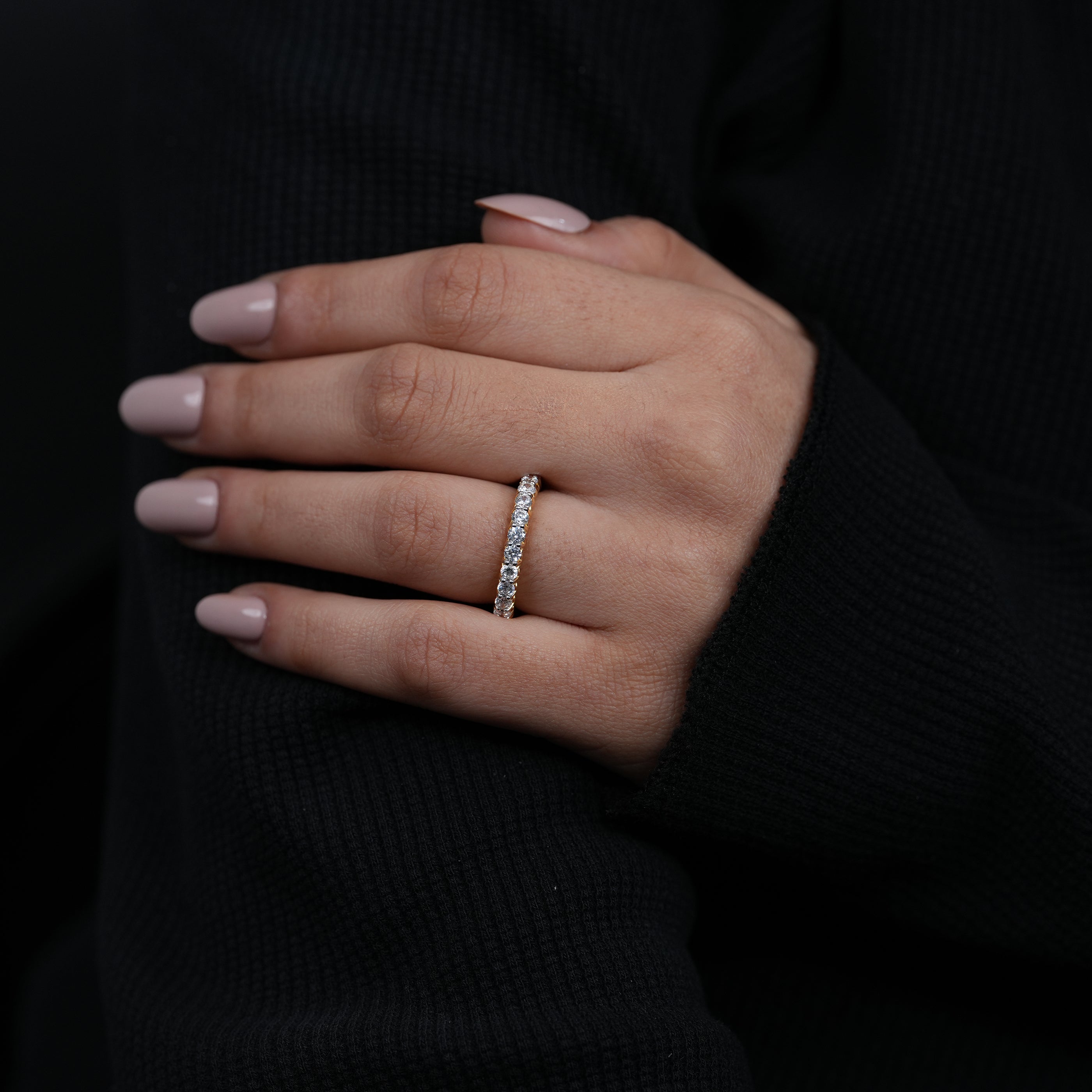 Luxury yellow gold lab grown diamond anniversary eternity band