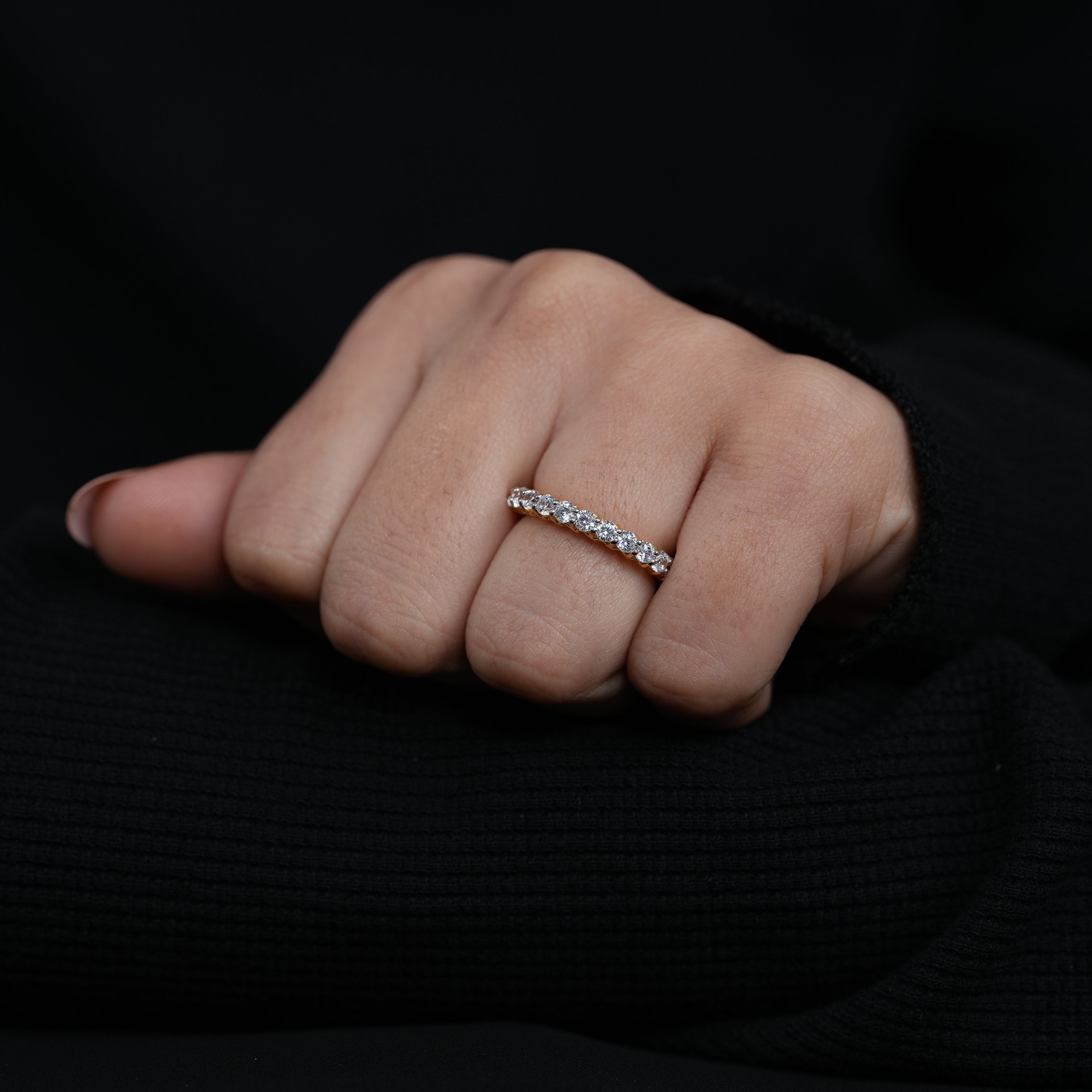 Fine jewelry yellow gold lab grown diamond continuous eternity ring