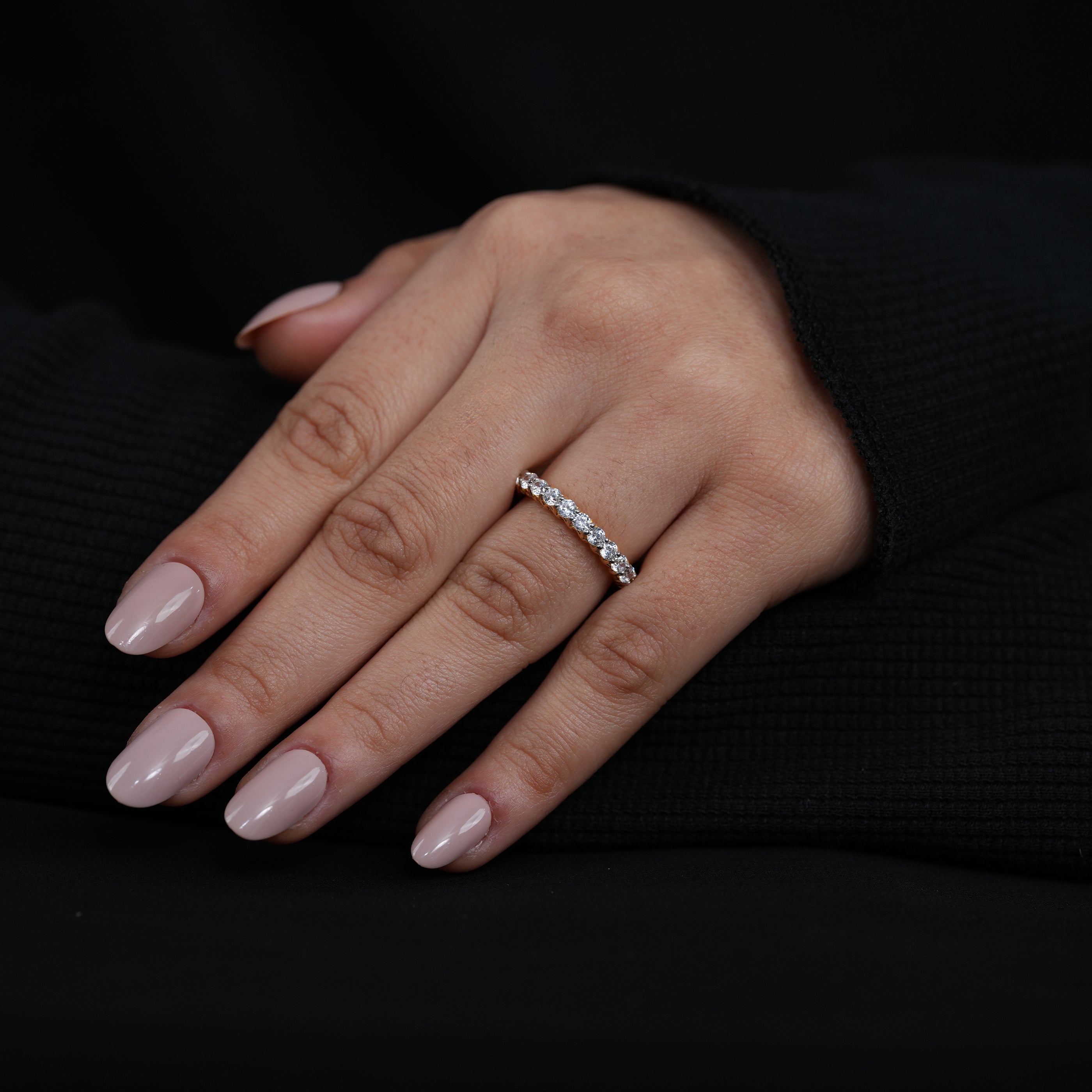 Bridal yellow gold lab grown diamond full eternity wedding band