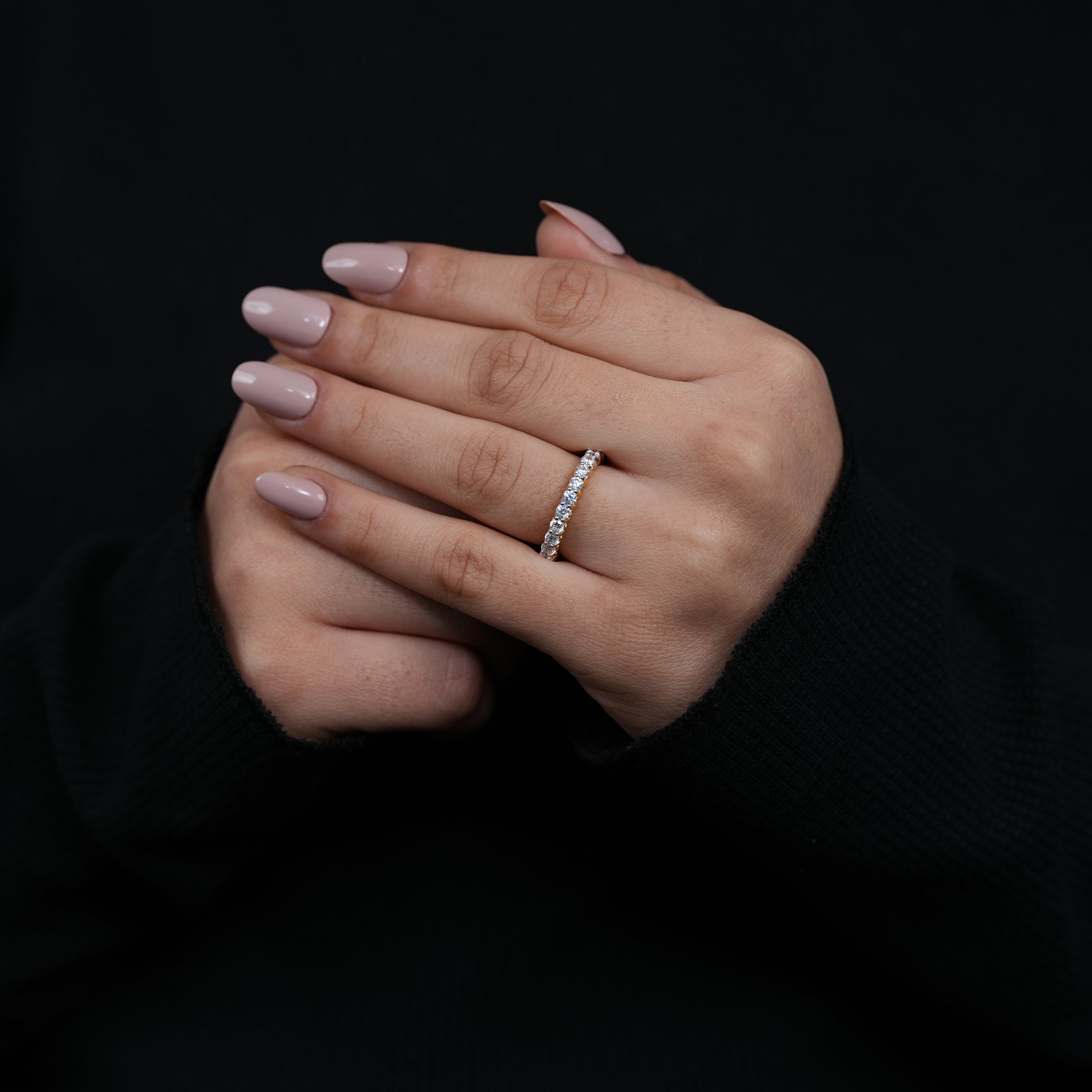 Timeless yellow gold lab grown diamond full eternity band elegant design
