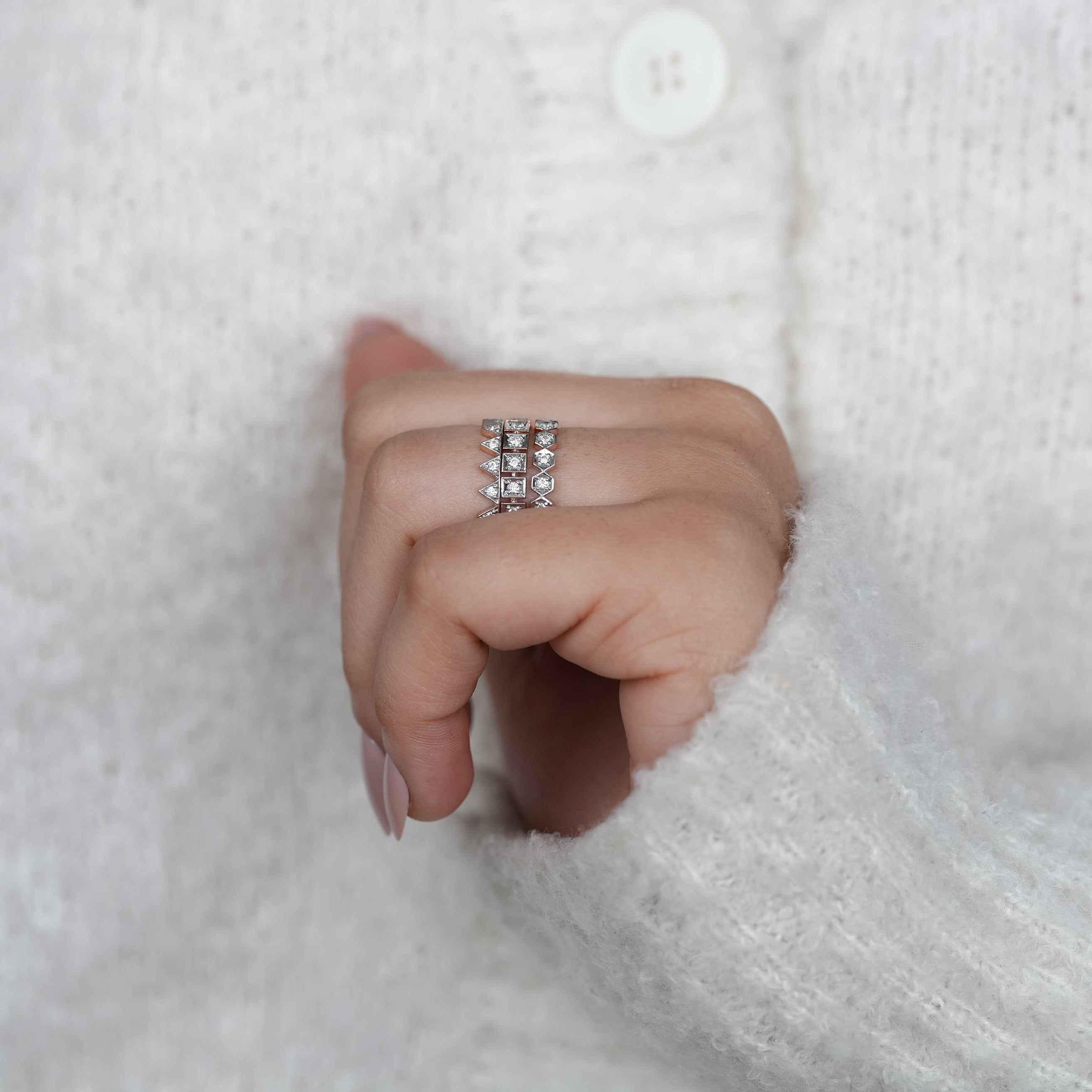 3 Multi Row Lab Grown Diamond Eternity Wedding Band