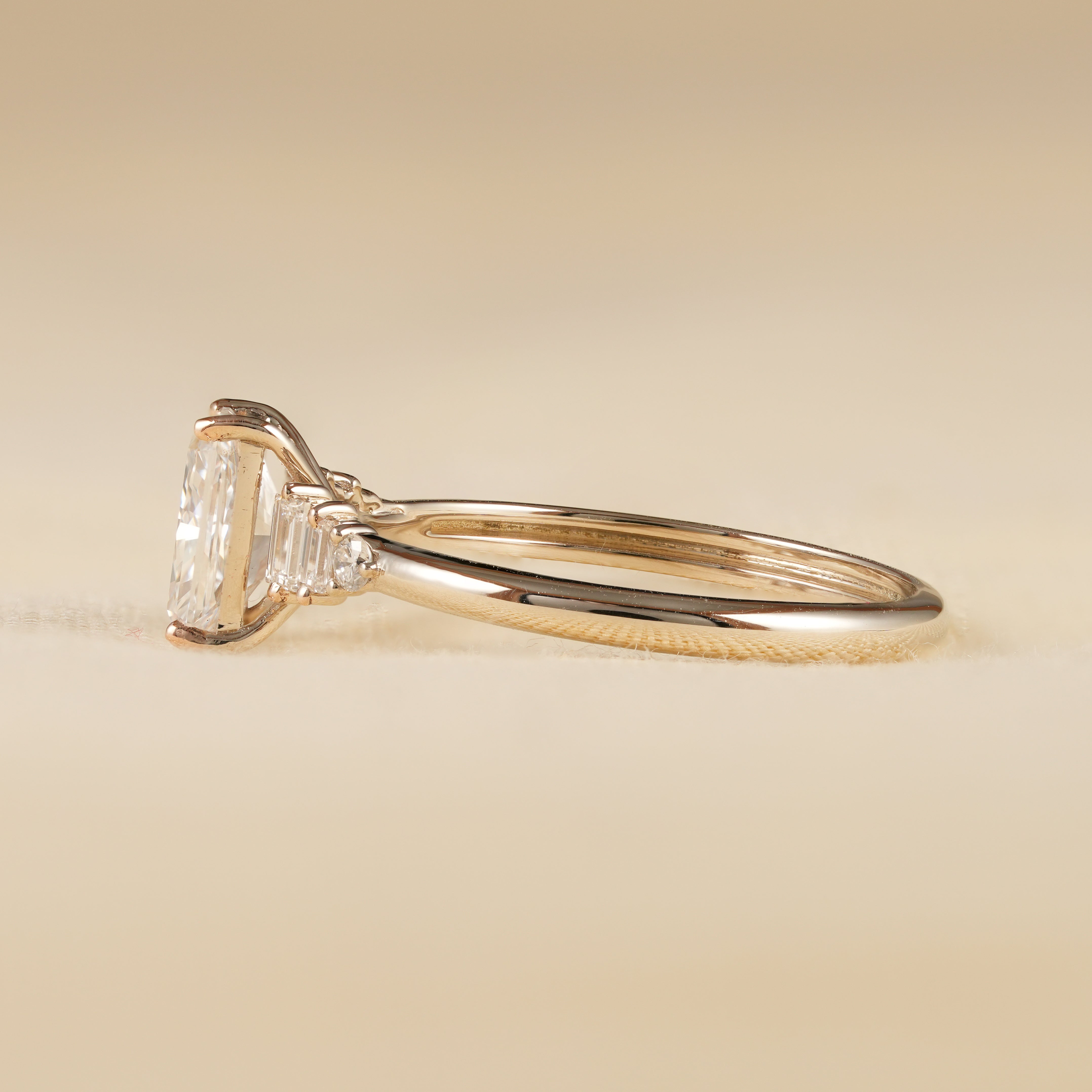 Radiant Cut Engagement Ring with Baguette and Round Diamond Accents