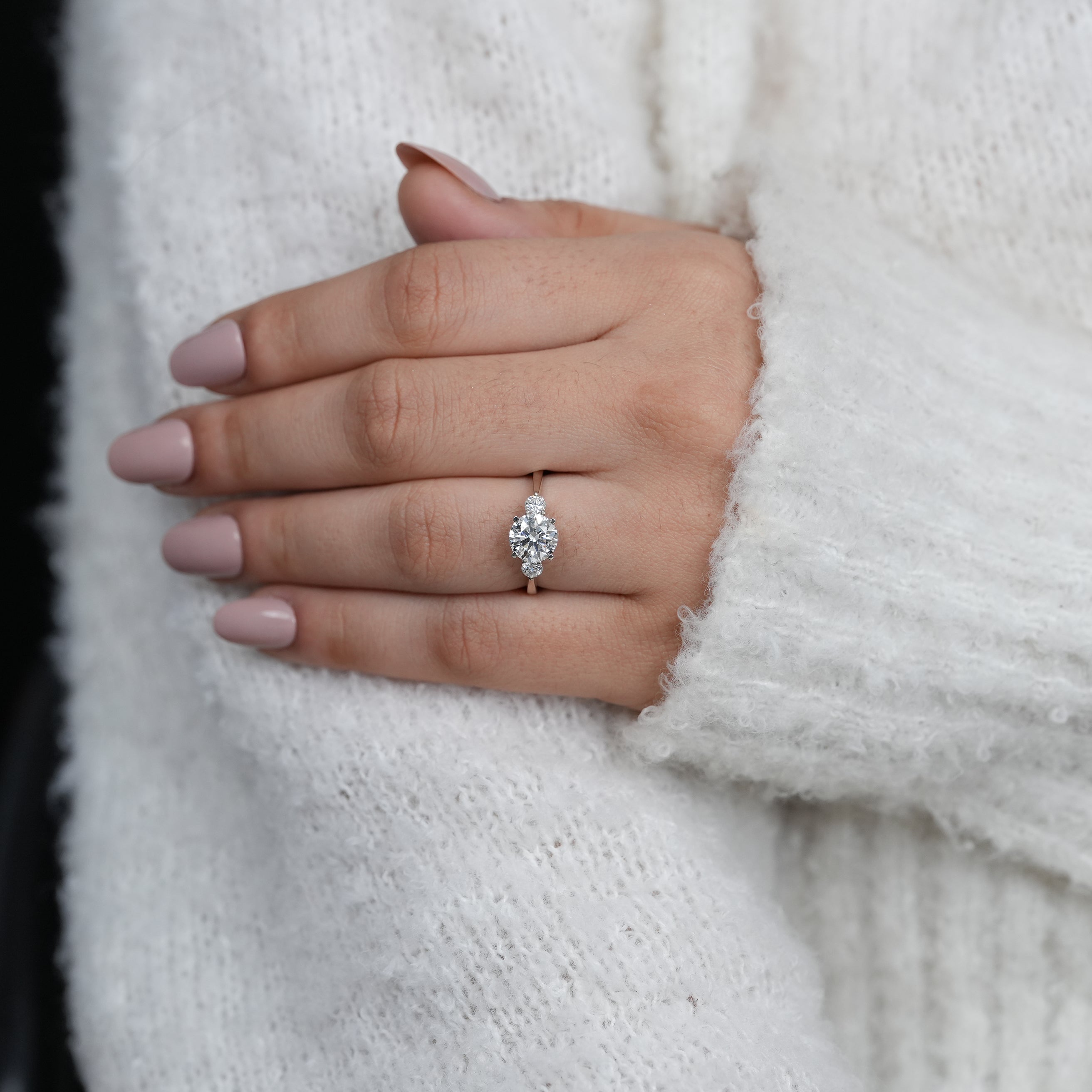 Timeless three stone lab grown diamond ring for modern proposals