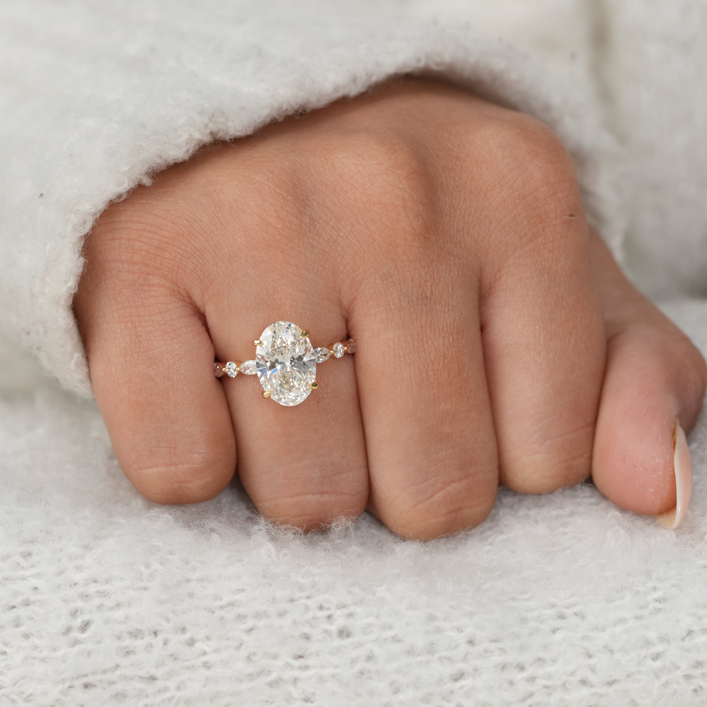 Oval Cut Lab Diamond Engagement Ring