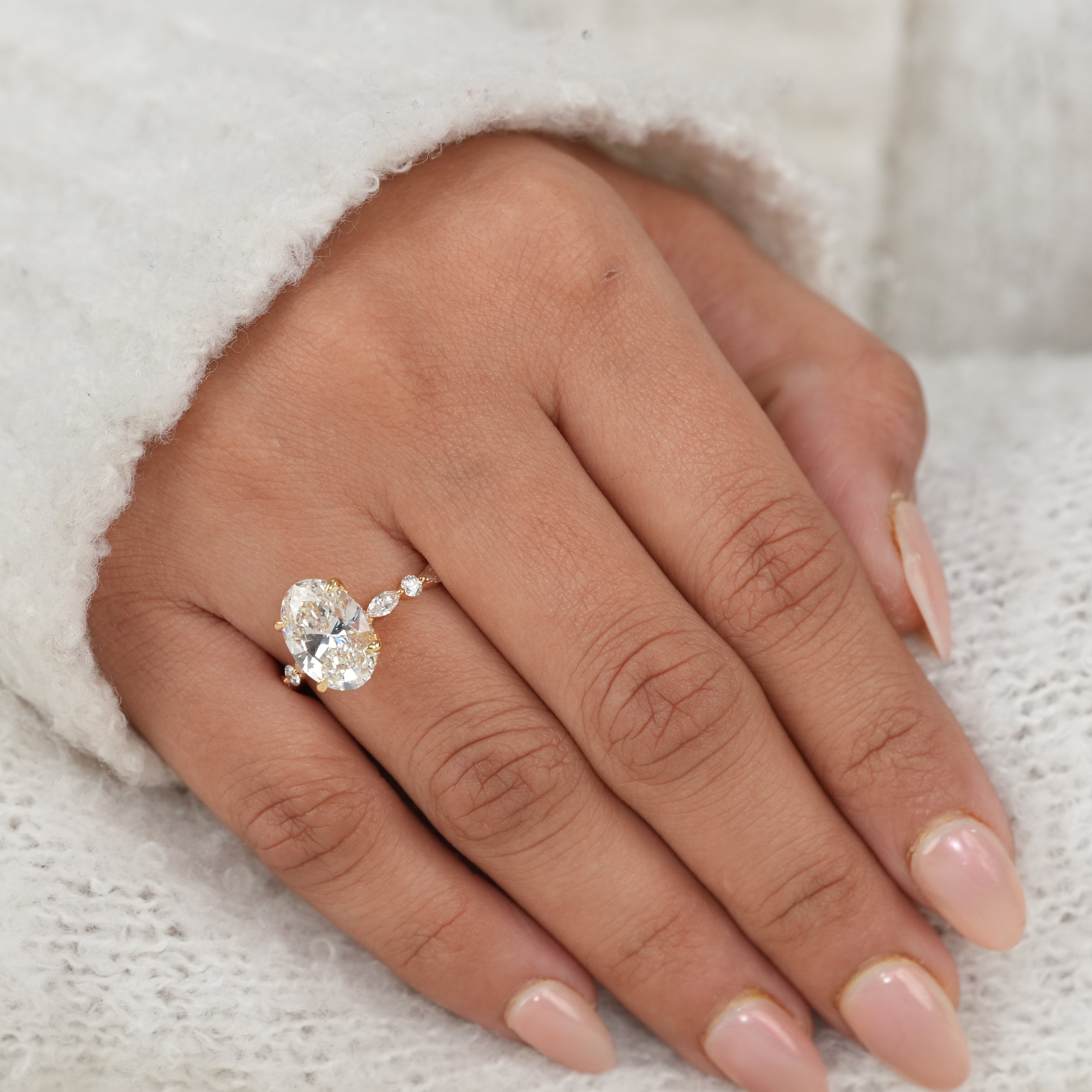 Oval Cut Lab Diamond Engagement Ring