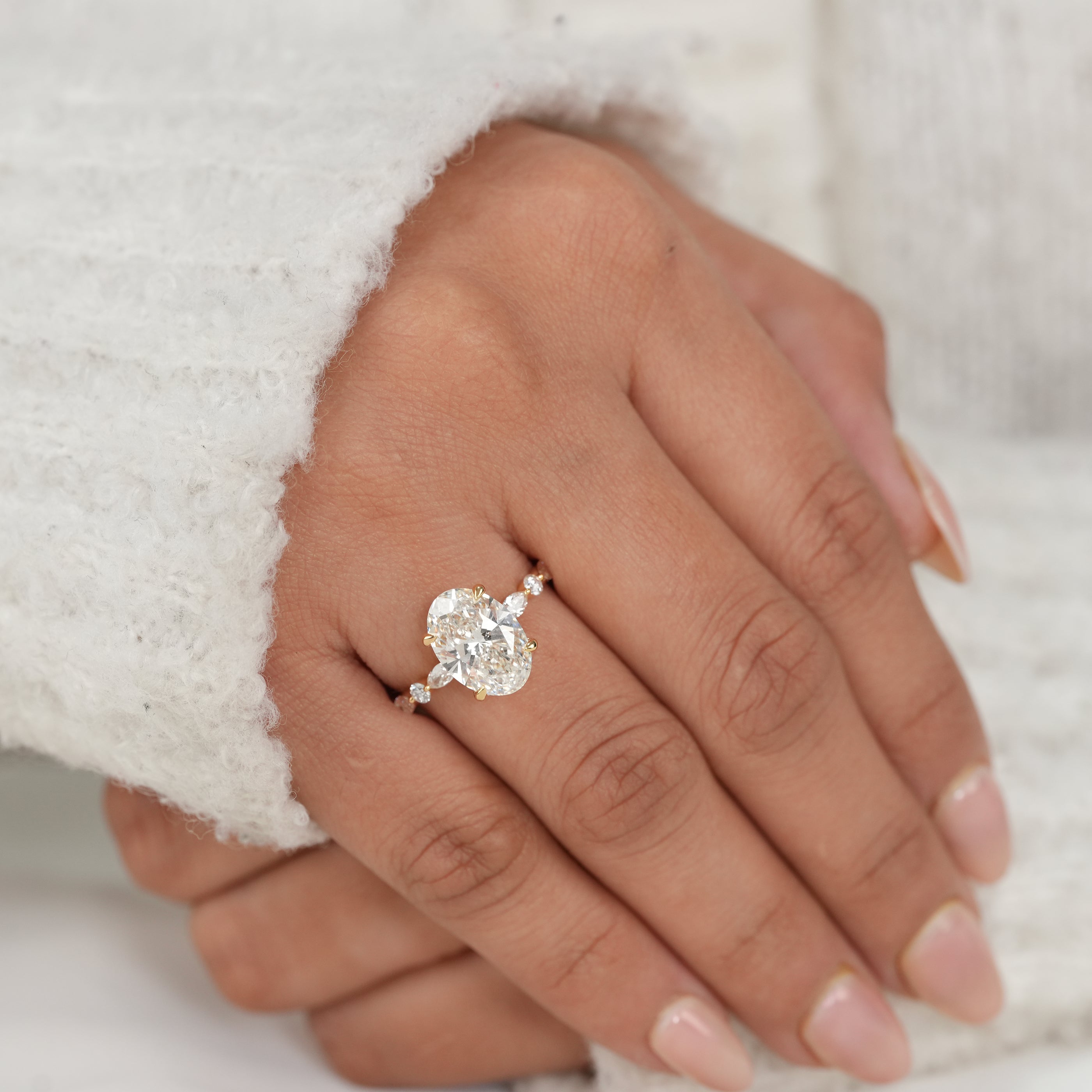 Oval Cut Lab Diamond Engagement Ring