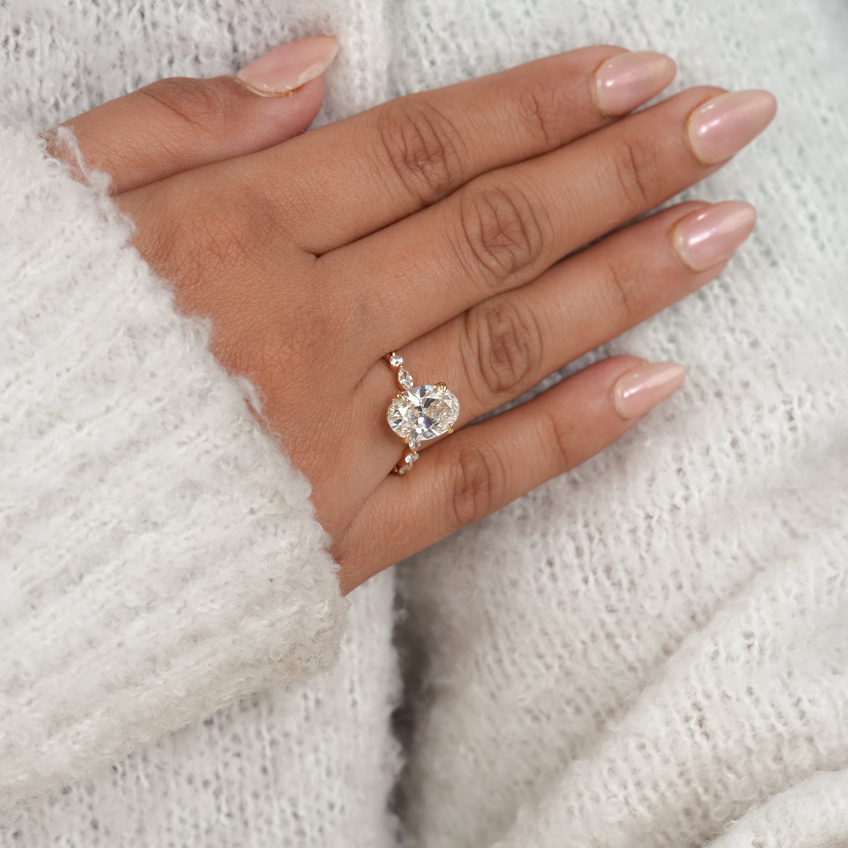 Oval Cut Lab Diamond Engagement Ring