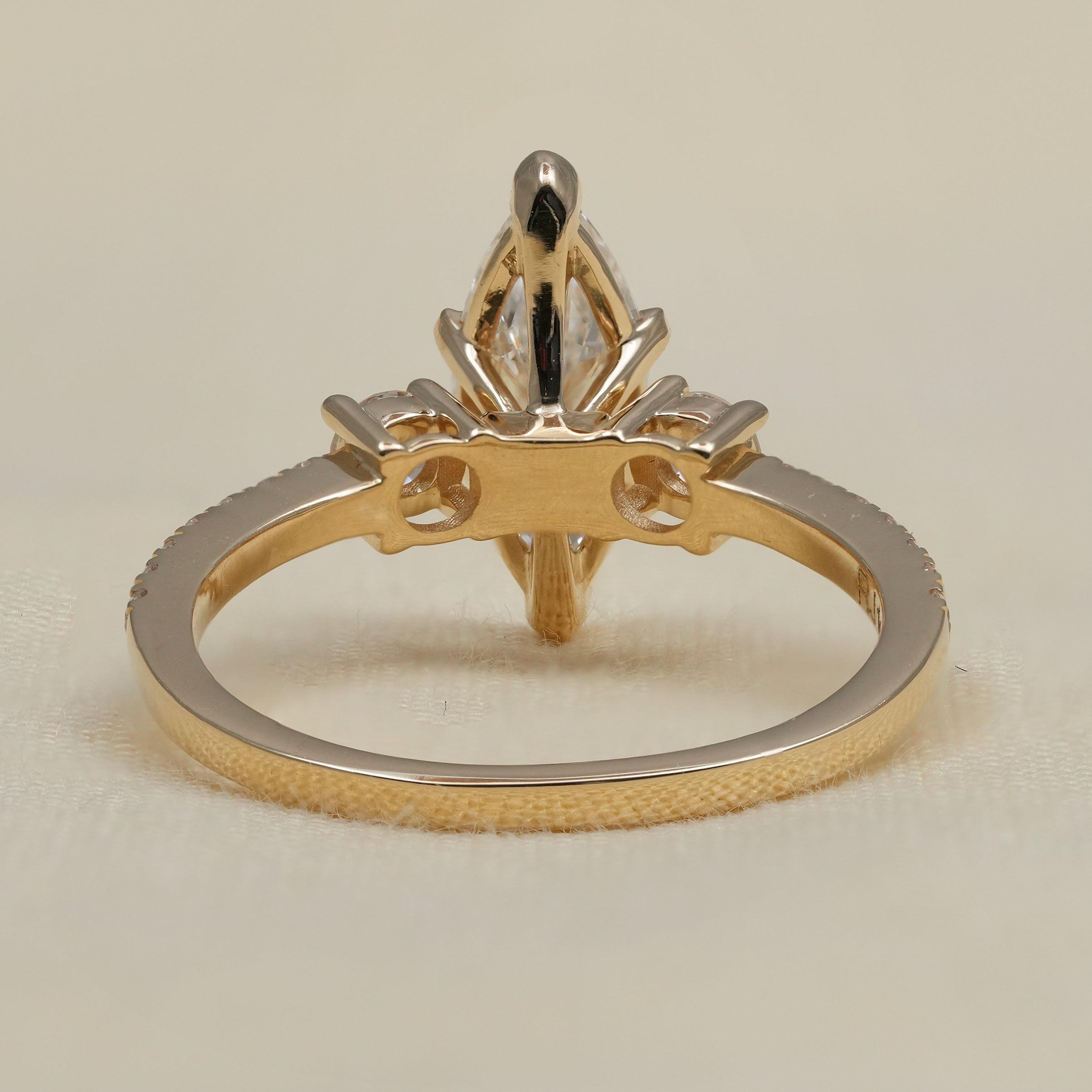 Three Stone Marquise Lab Diamond Engagement Ring